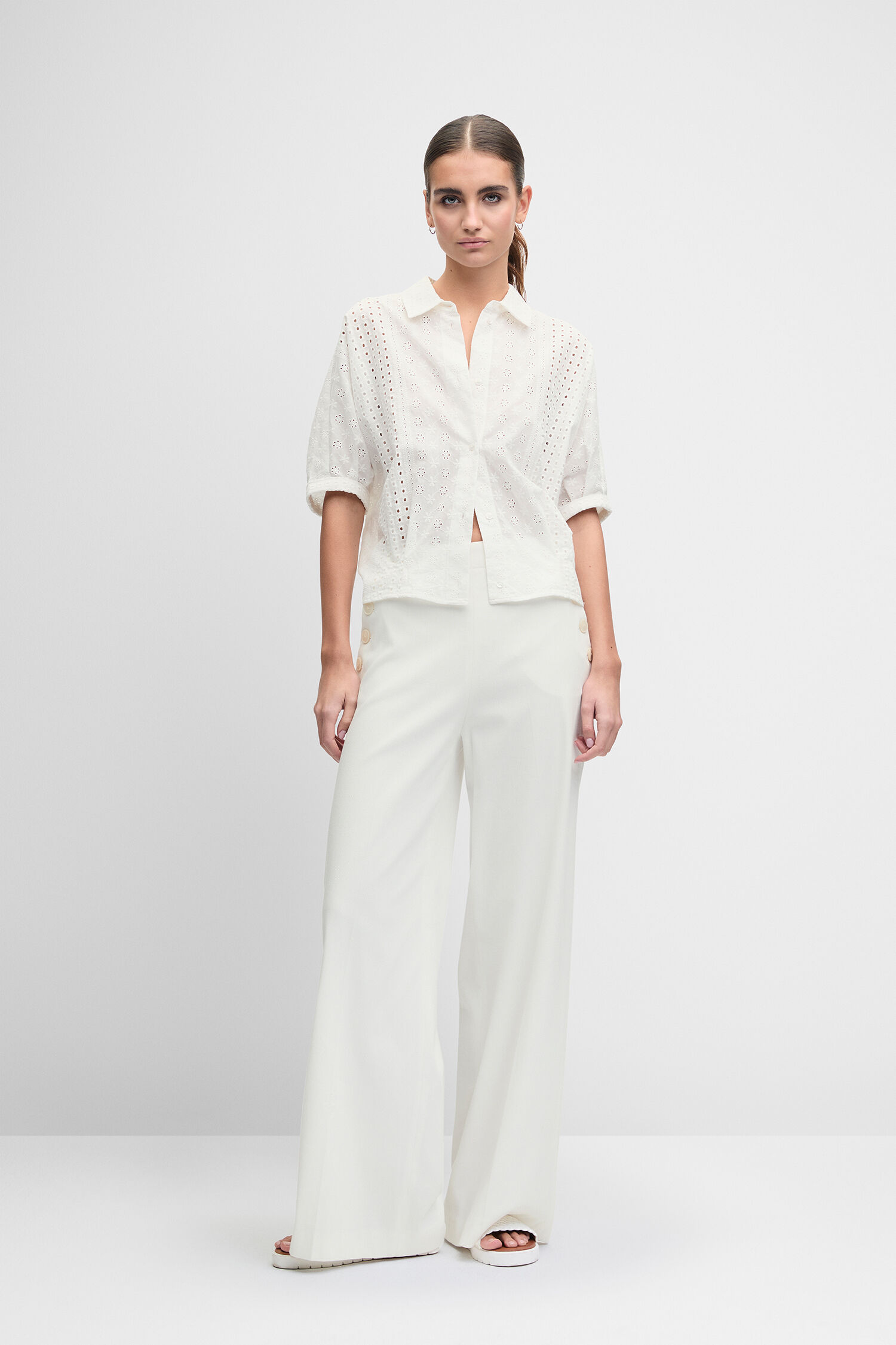 weißeshemden, Eyelet, Blusenoberteil, Loosefit, cropped