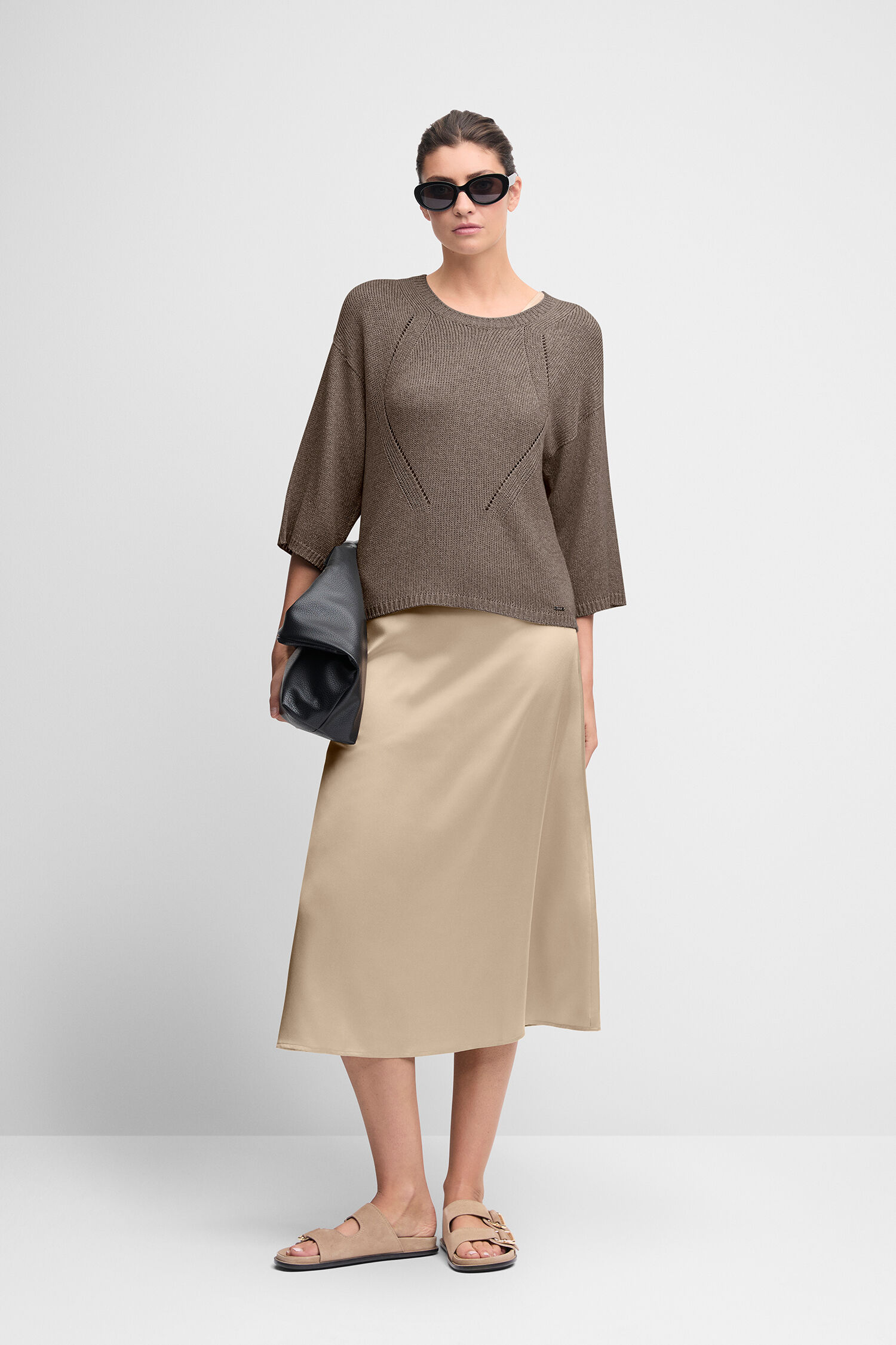 Rock, Sandale, Person, Langarm, Pullover - braun