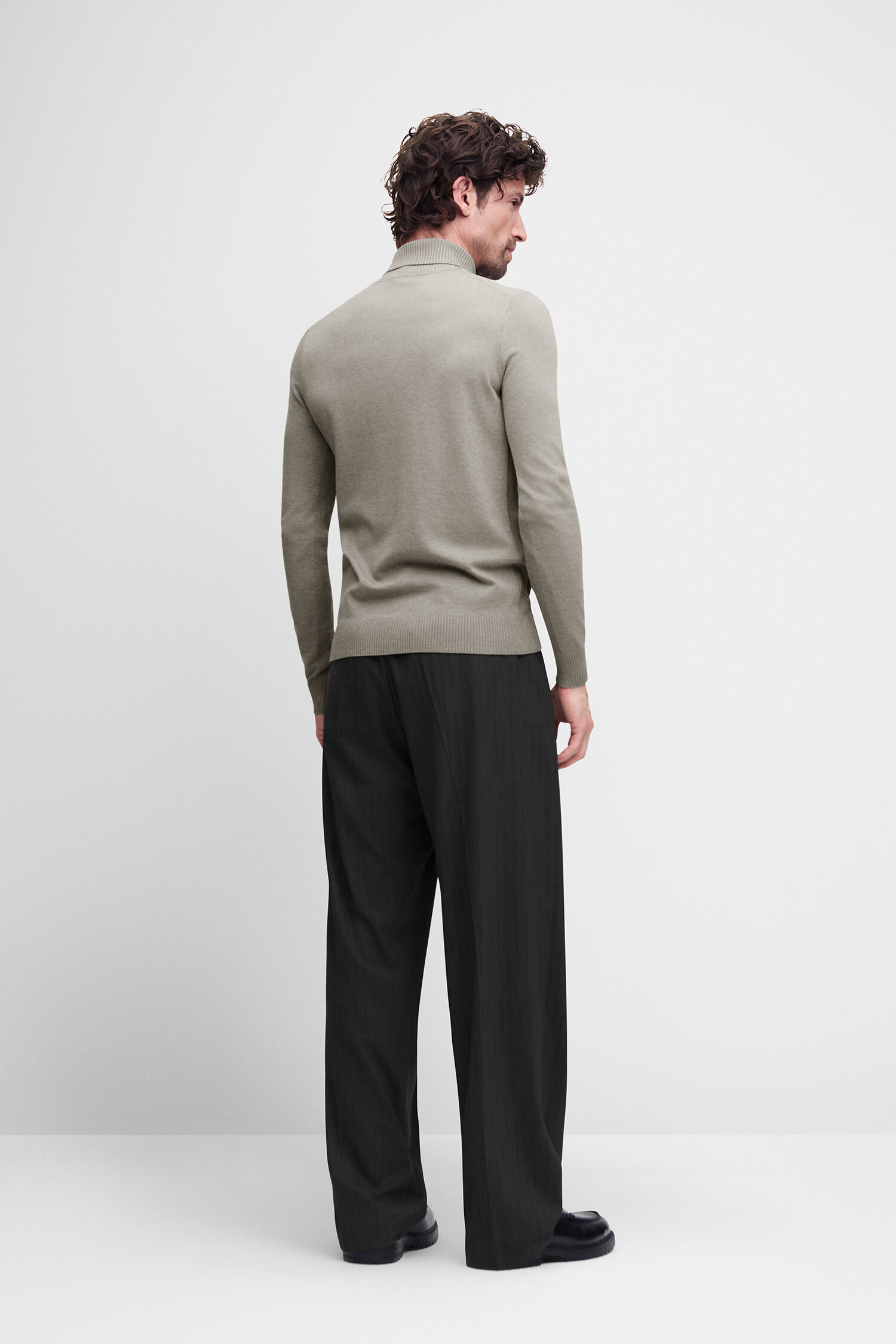 Pullover, Rollkragen, Kleiner Kragen, Baumwollmix, Beige/Grün