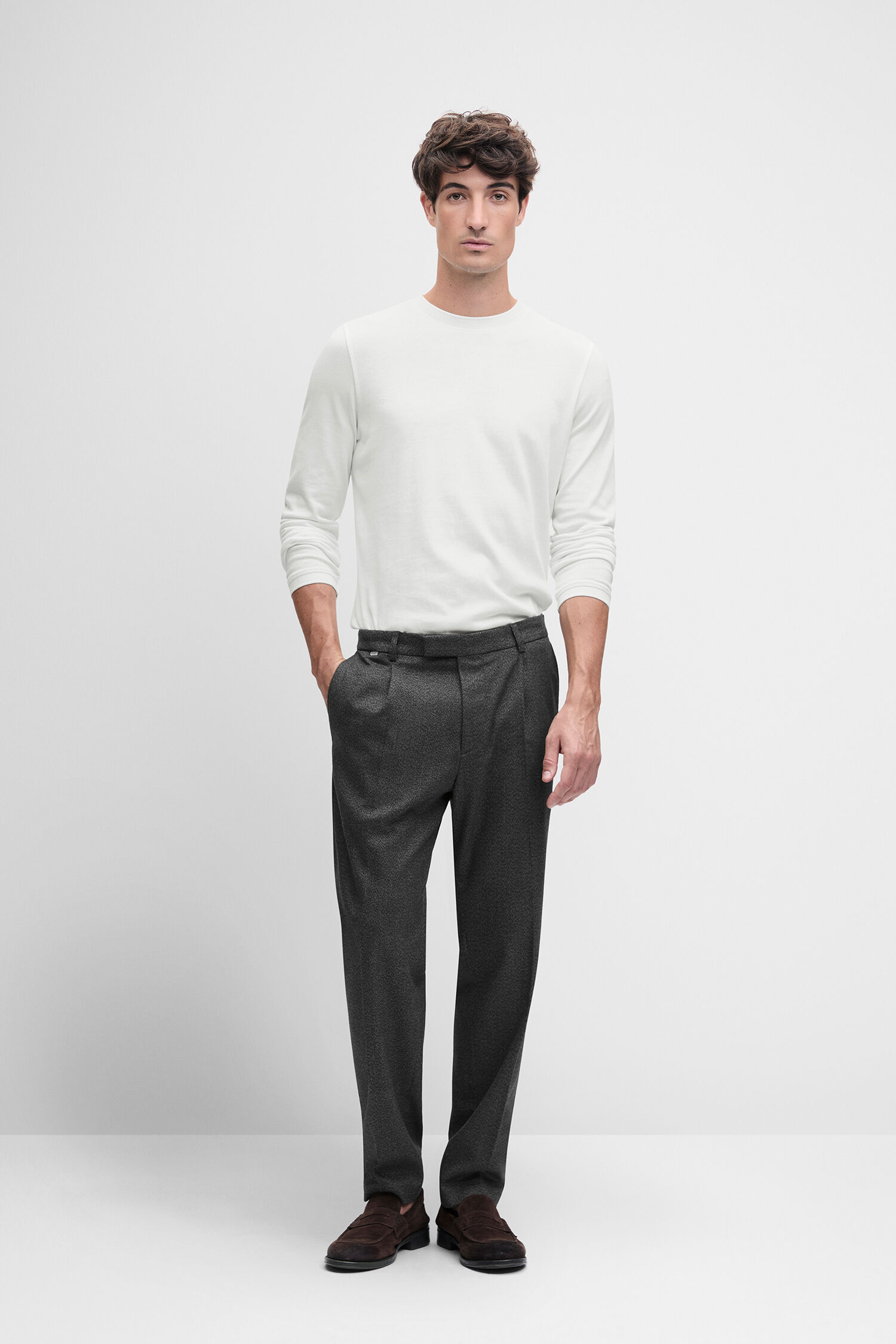 polo, longsleeve, white, pantalon, chemise? - anthrazit