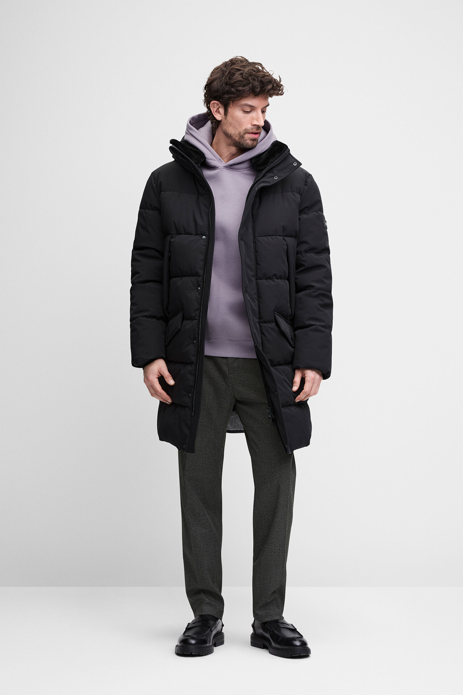 Pufferjacke, Parka, Langmantel, mit Kapuze, Außenbekleidung