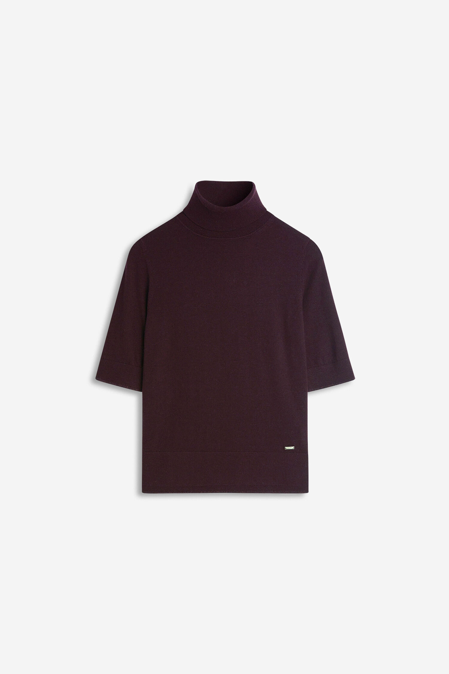 turtleneck, kurzarm, strick, burgunder, pullover