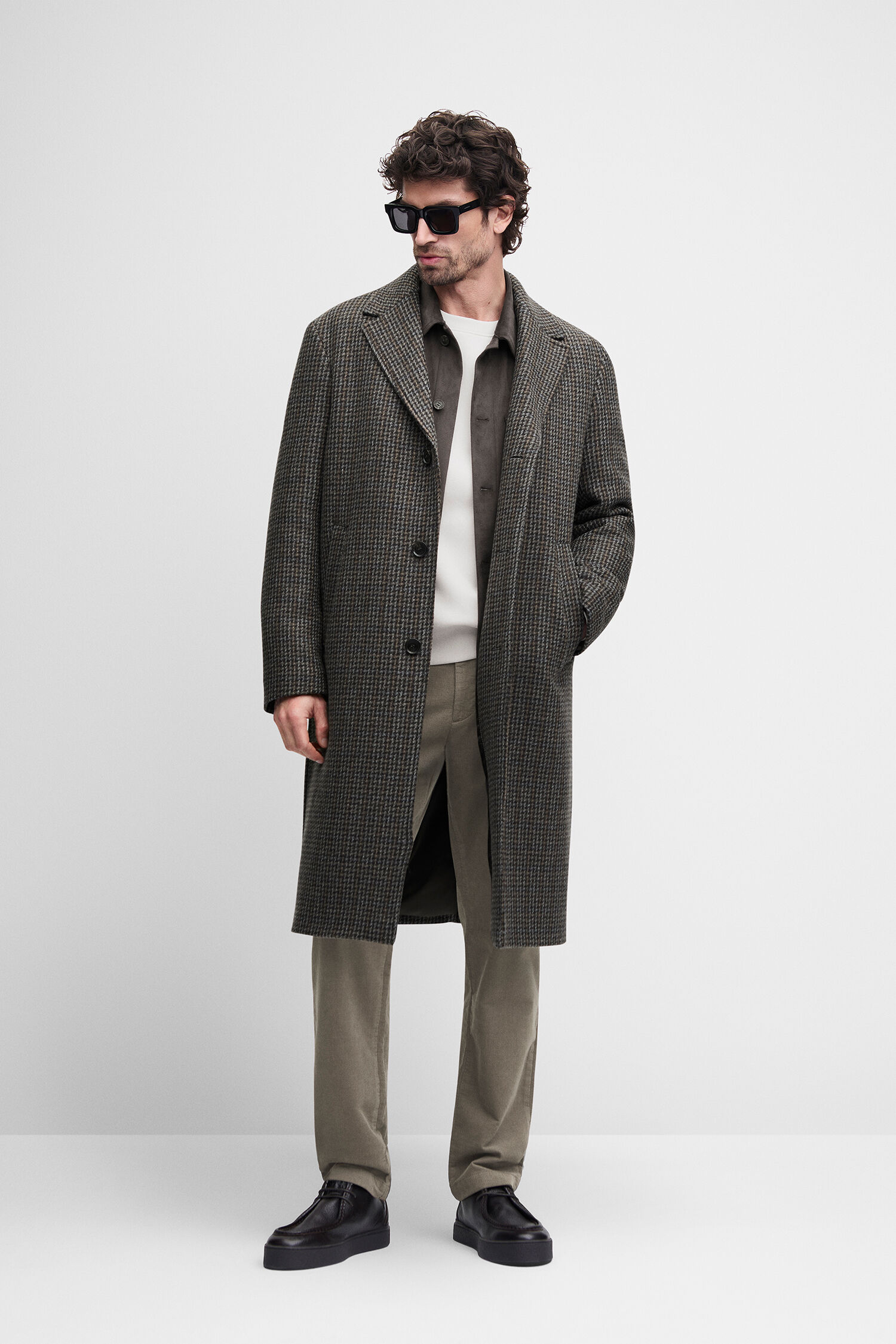 Mantel, Hahnentritt, Lang, Regenmantel, Overcoat