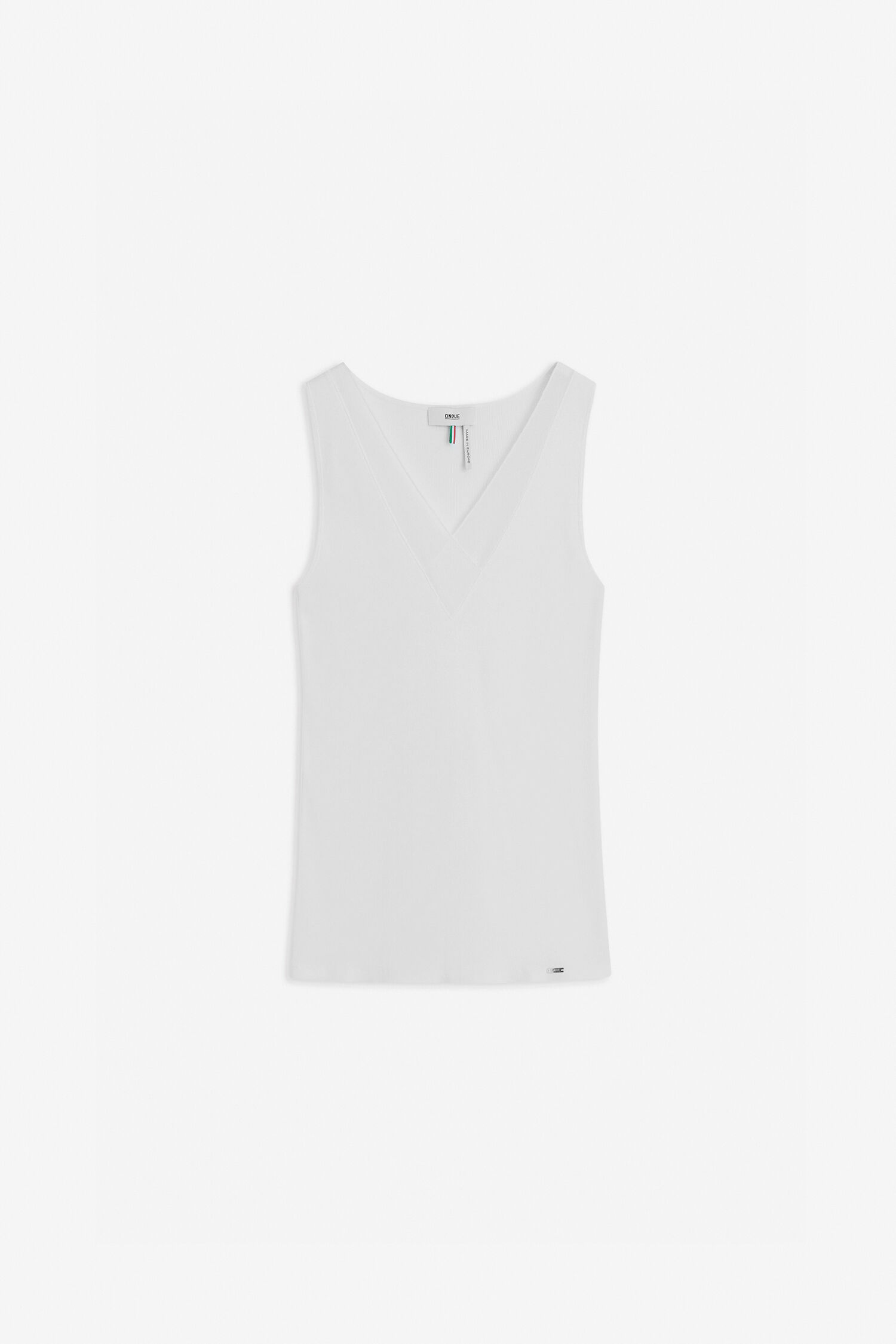 Sperrshirt, Tanktop, Weiß, V-Ausschnitt, ärmellos