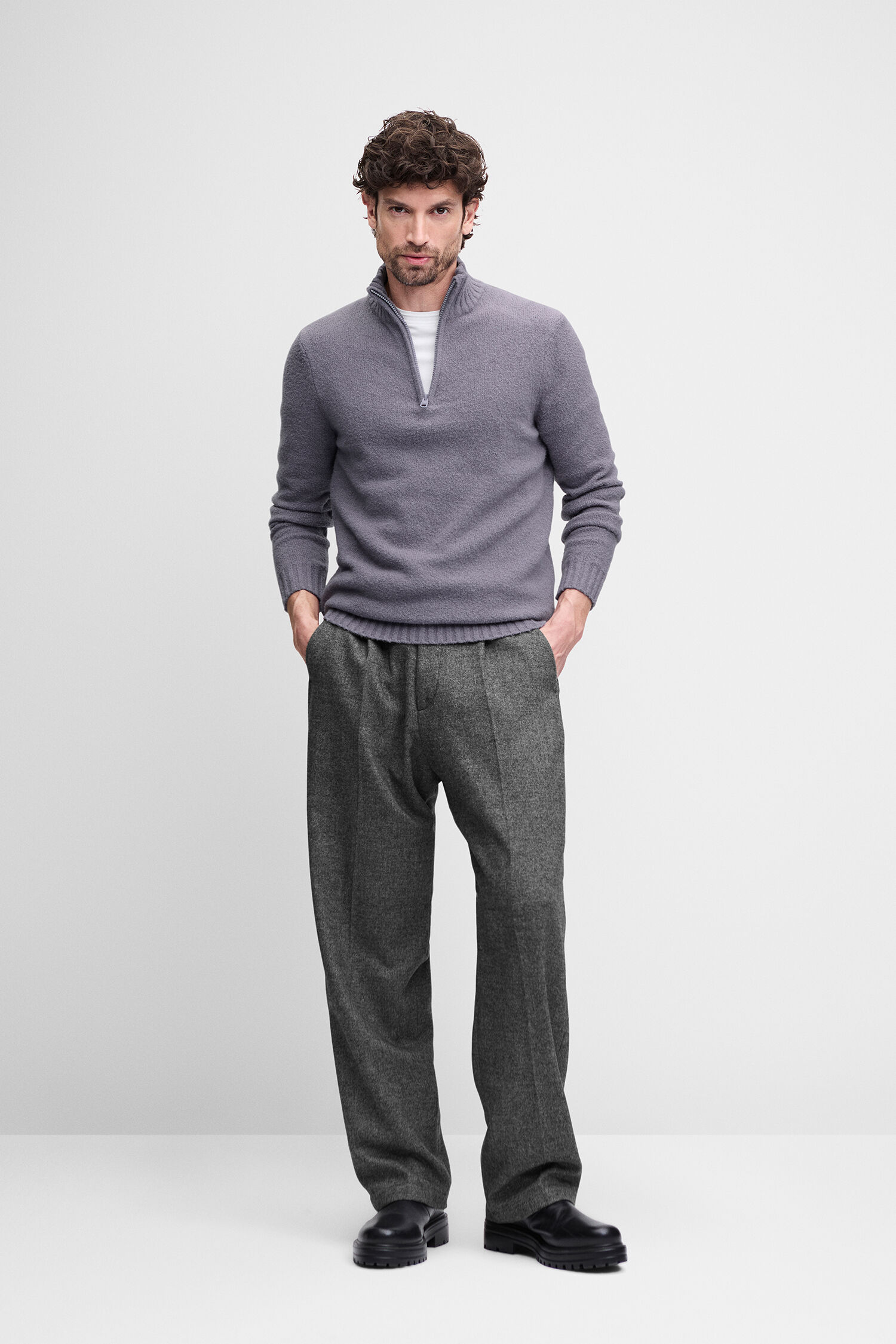 Pullover, Reißverschluss-Kragen, Knitwear, Lavendel, Pullover mit Zipper