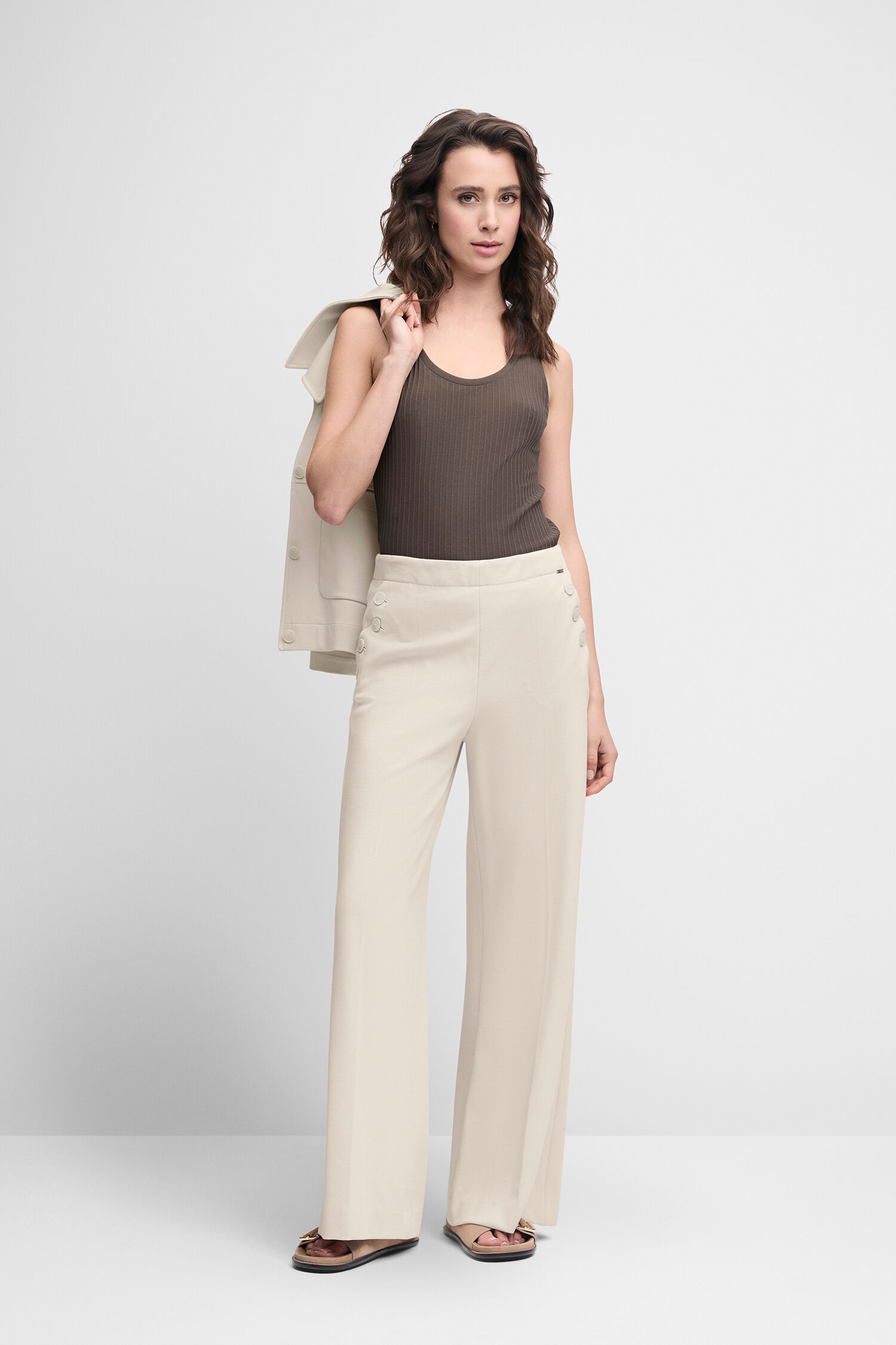 Hosen, Bluse, Leinen, Person, Frau