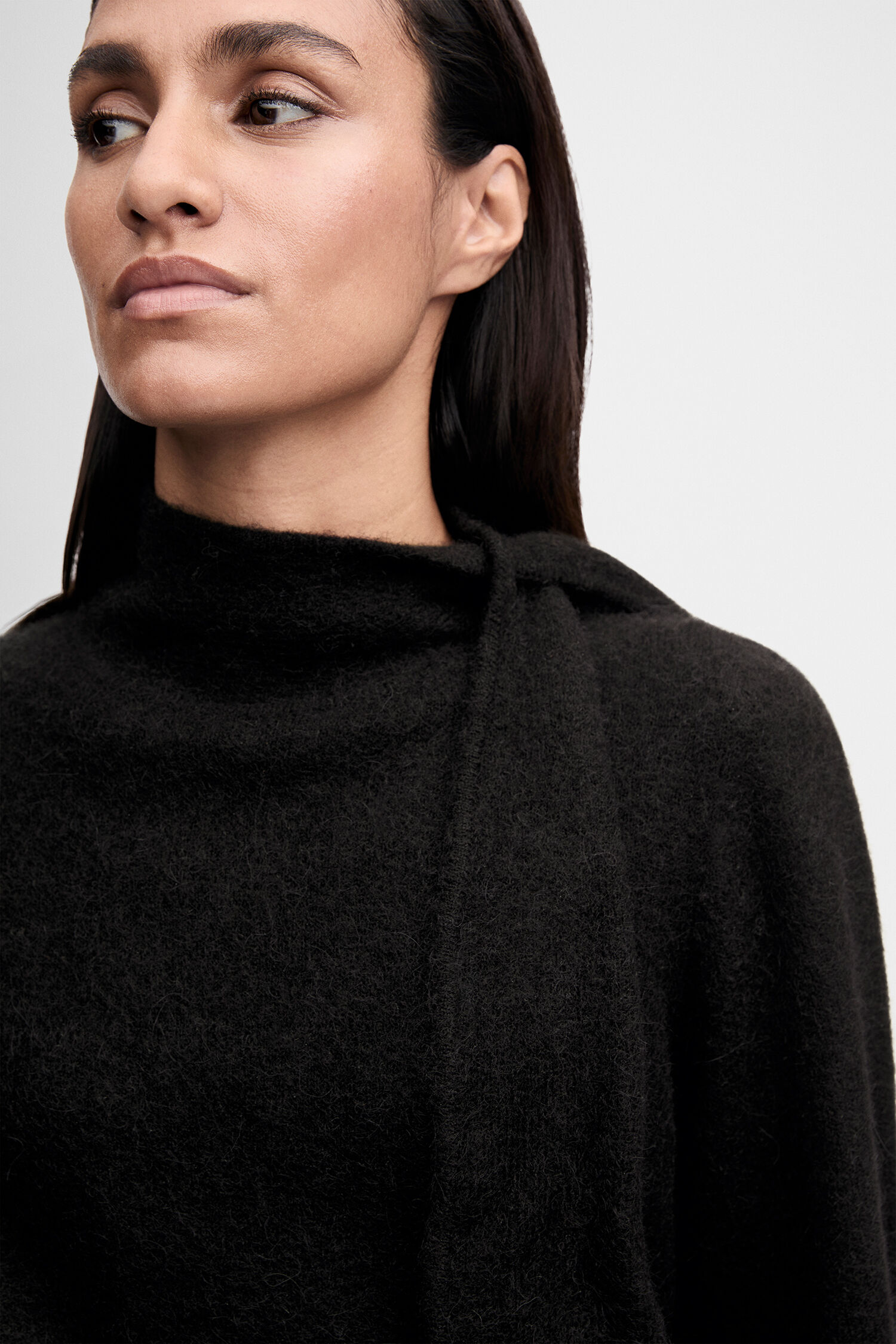 schwarz, pullover, wolle, hoher-kragen, tasche