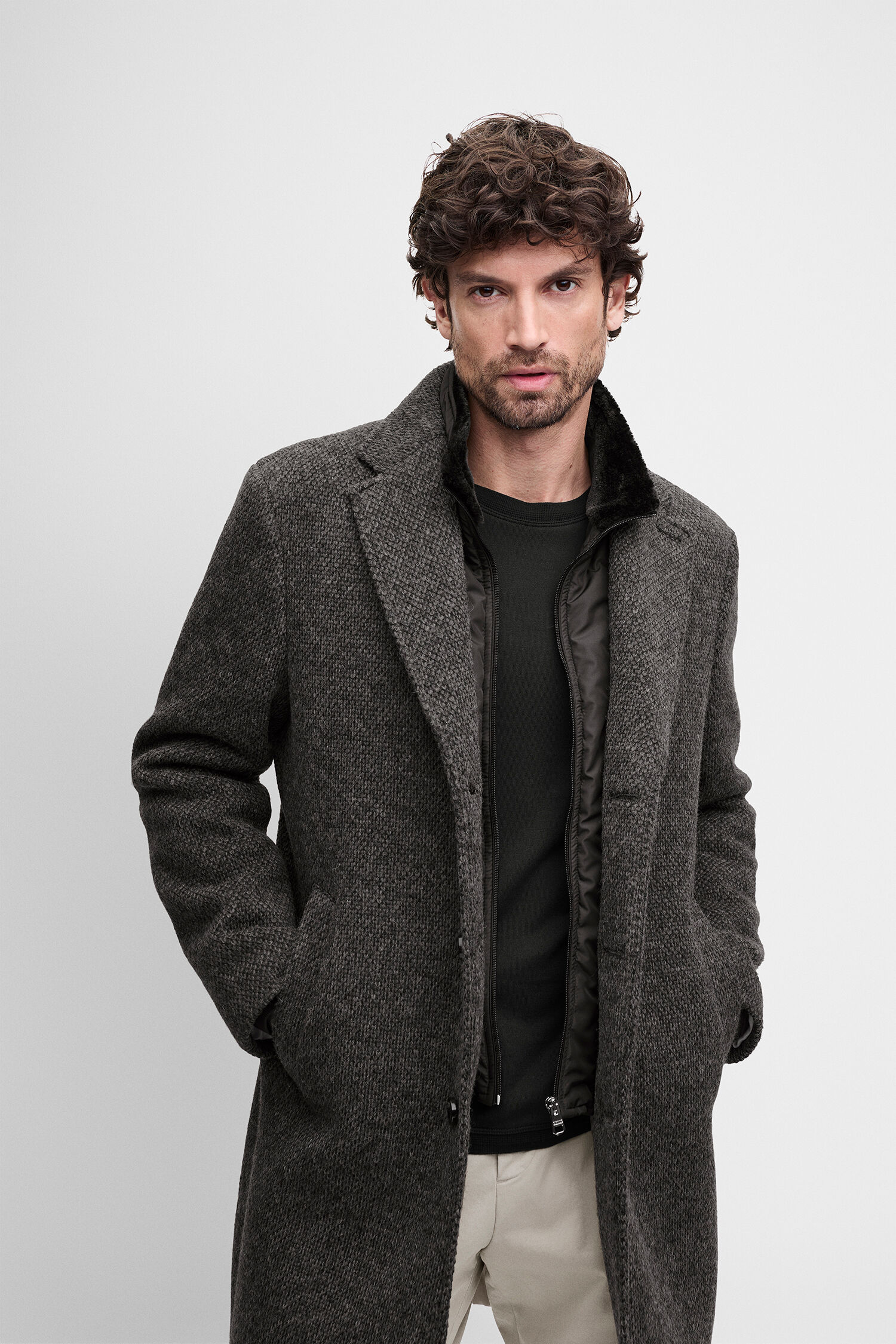 wool coat, overcoat, dunkelgrau, dunkles grau, reverskragen