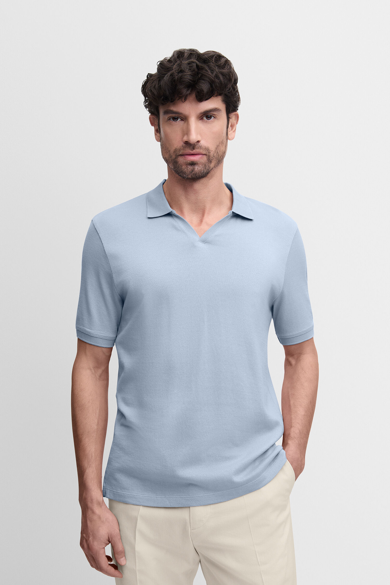 T-shirt, Hemd, Ärmel, Mann, Person - hellblau