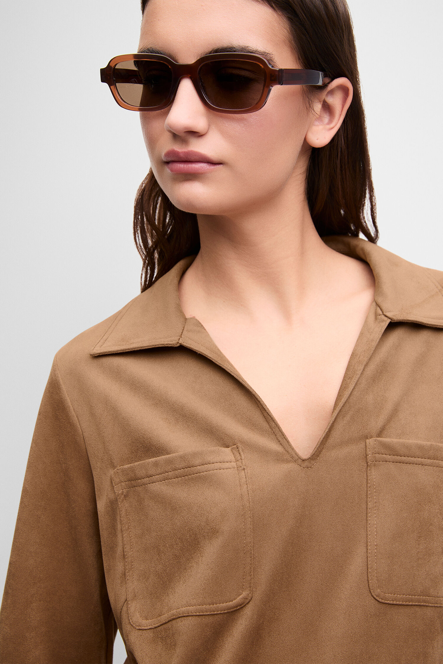 kleid, midi-kleid, kleidschnitt, braun, schal