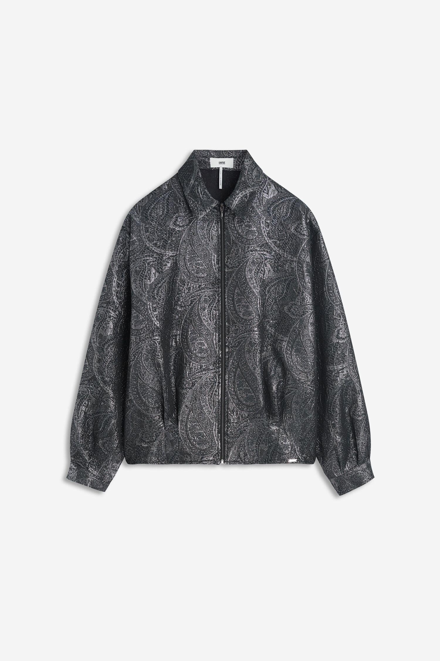 jacke, kunstleder, paisley-muster, reißverschluss, damjacke