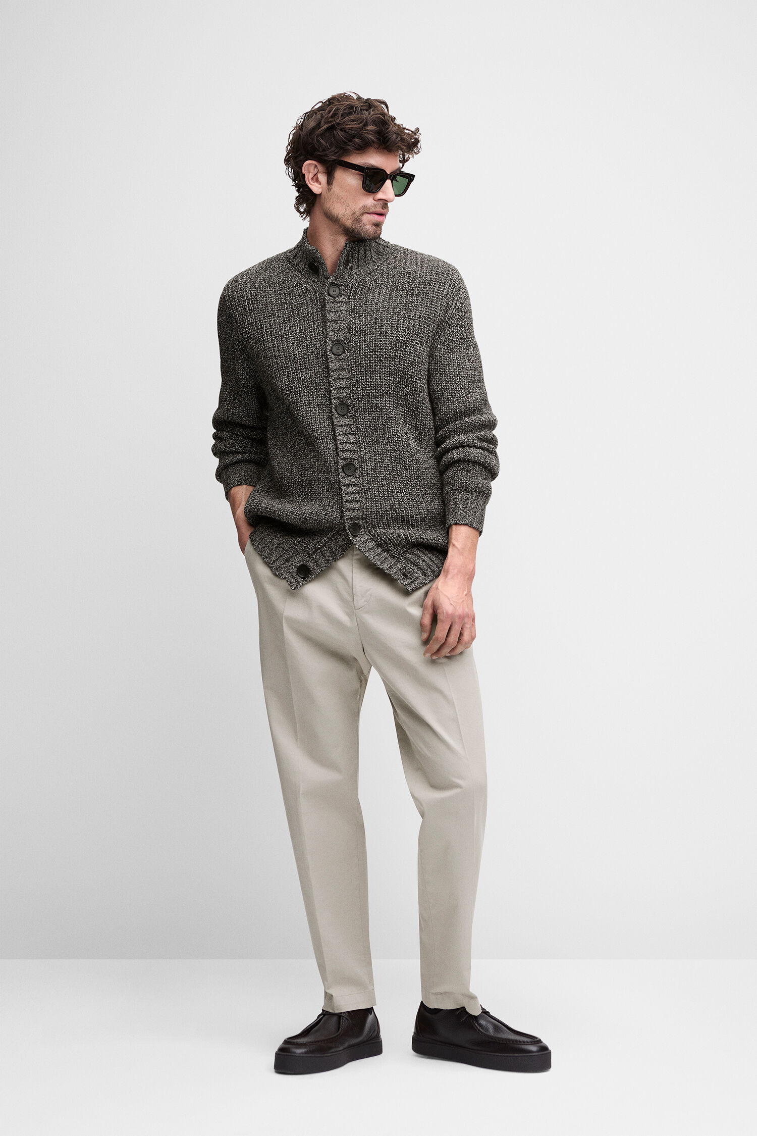 cardigan,  knitwear,  button-front,  textured,  sunglasses