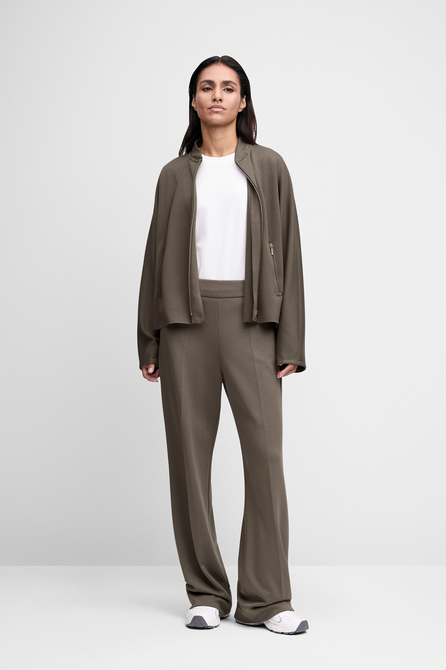 outfit, jacket, pants, khaki, white-top
