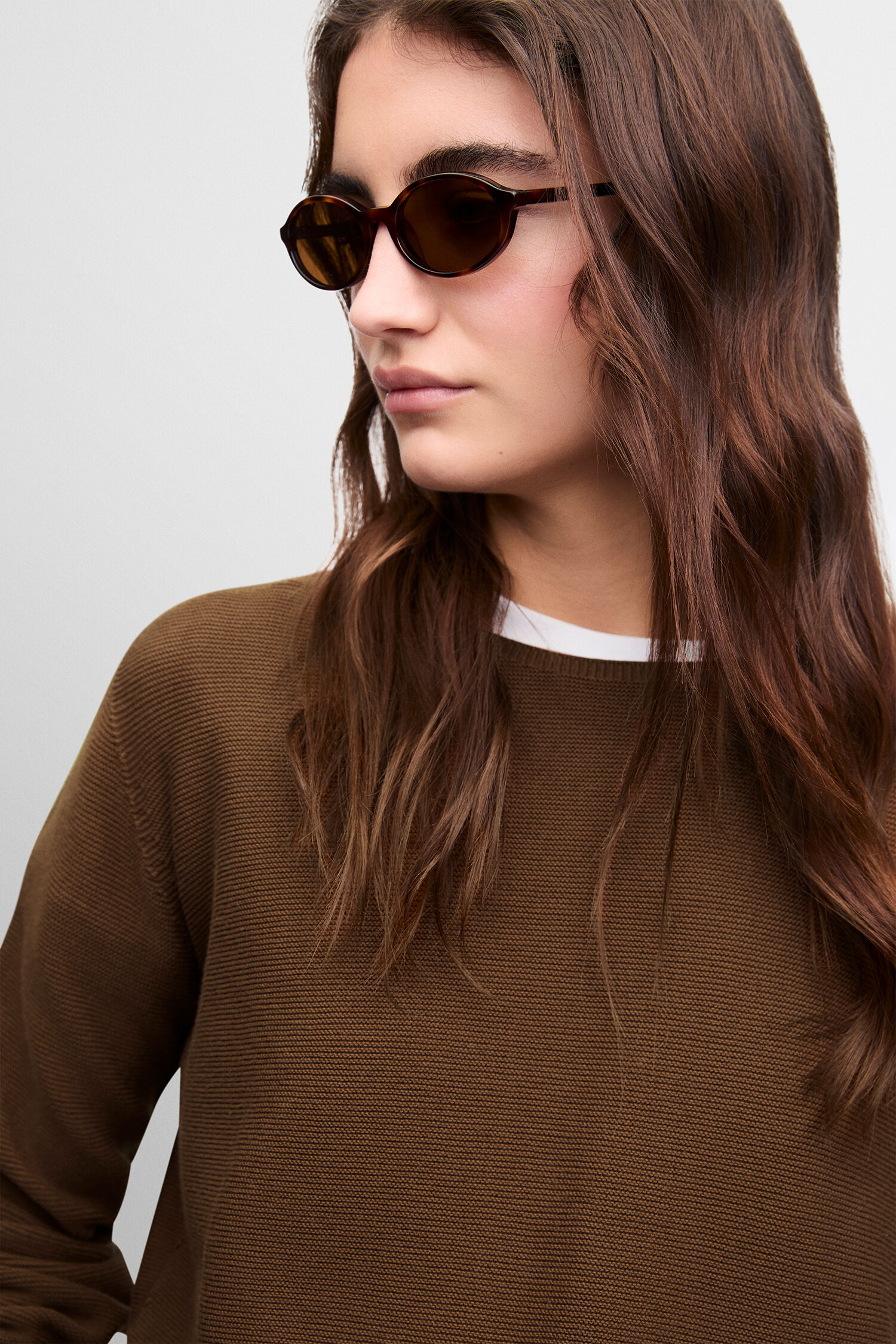 braun, Pullover, Knit, Langarm, Leopard-Print