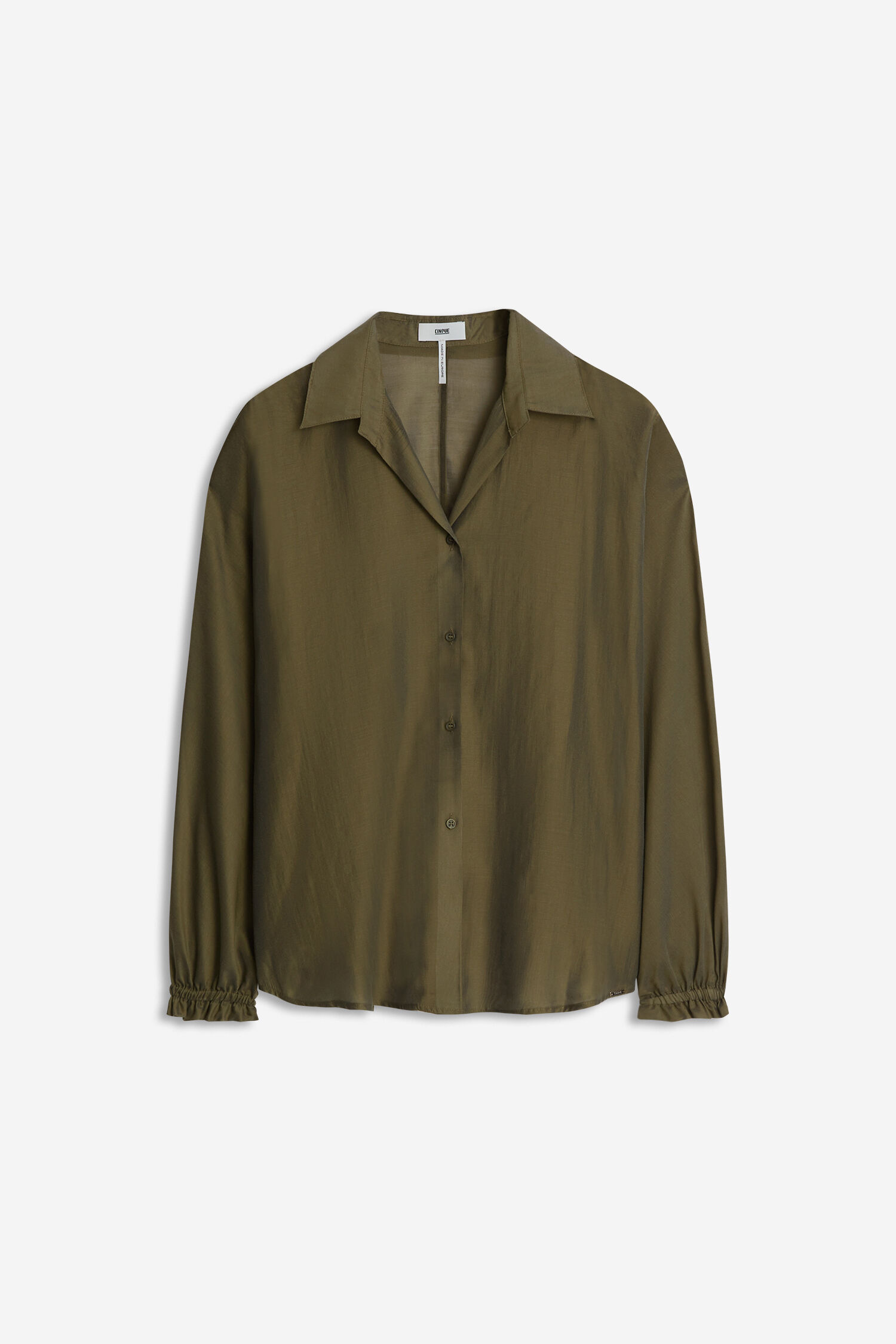 Bluse, Baumwolle, Olivgrün, Knopfleiste, Langarmshirt