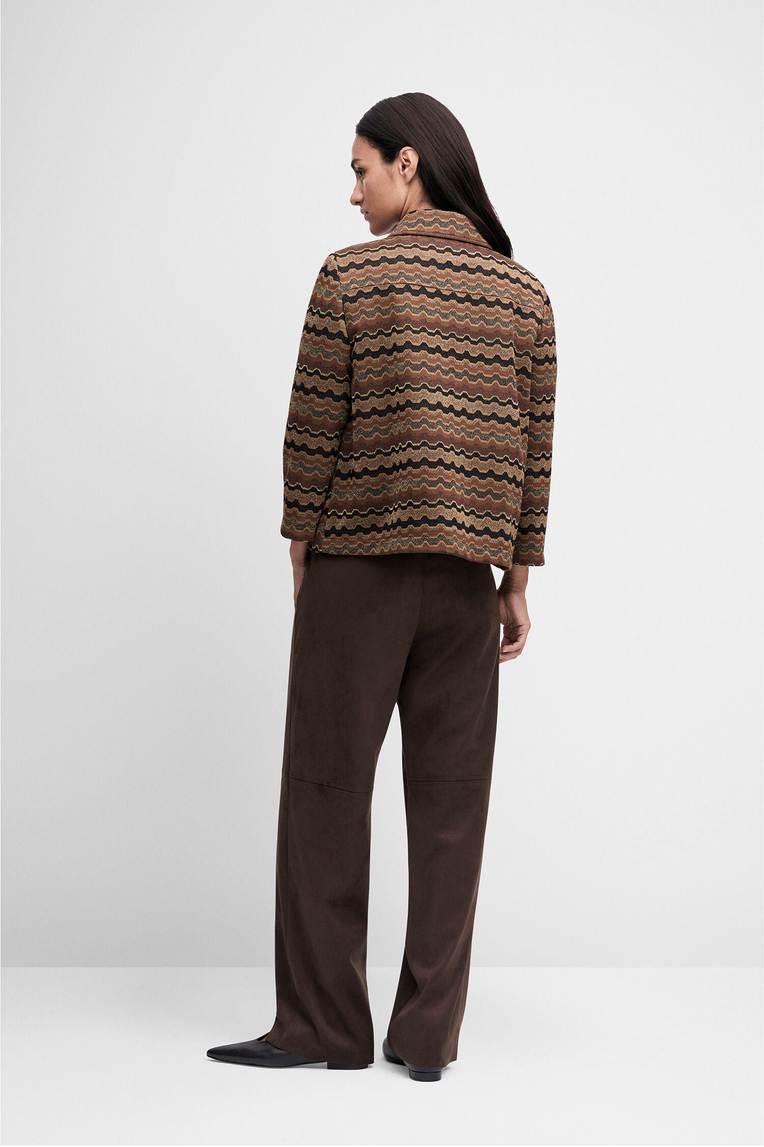 Wendejacke, Karo-Muster, Braune Farbtöne, Oversized-Jacke, Hose in Braun