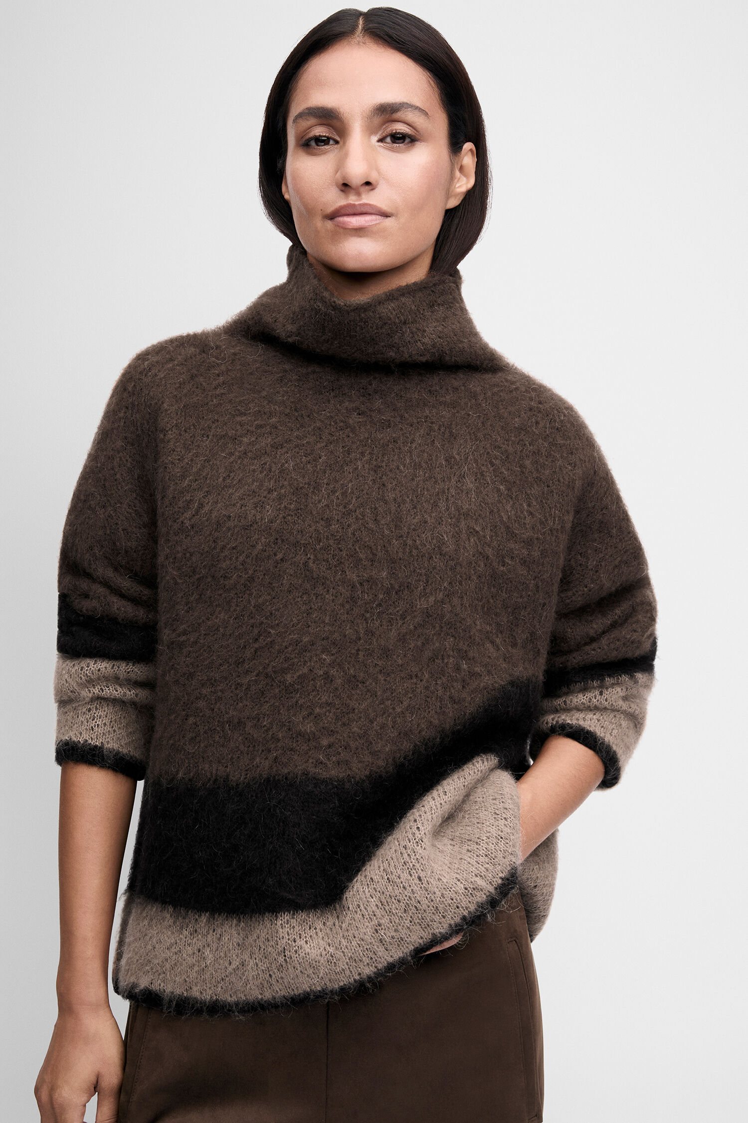 Pullover, Rollkragenpullover, Wollpullover, Strickpullover, Farbstreifen