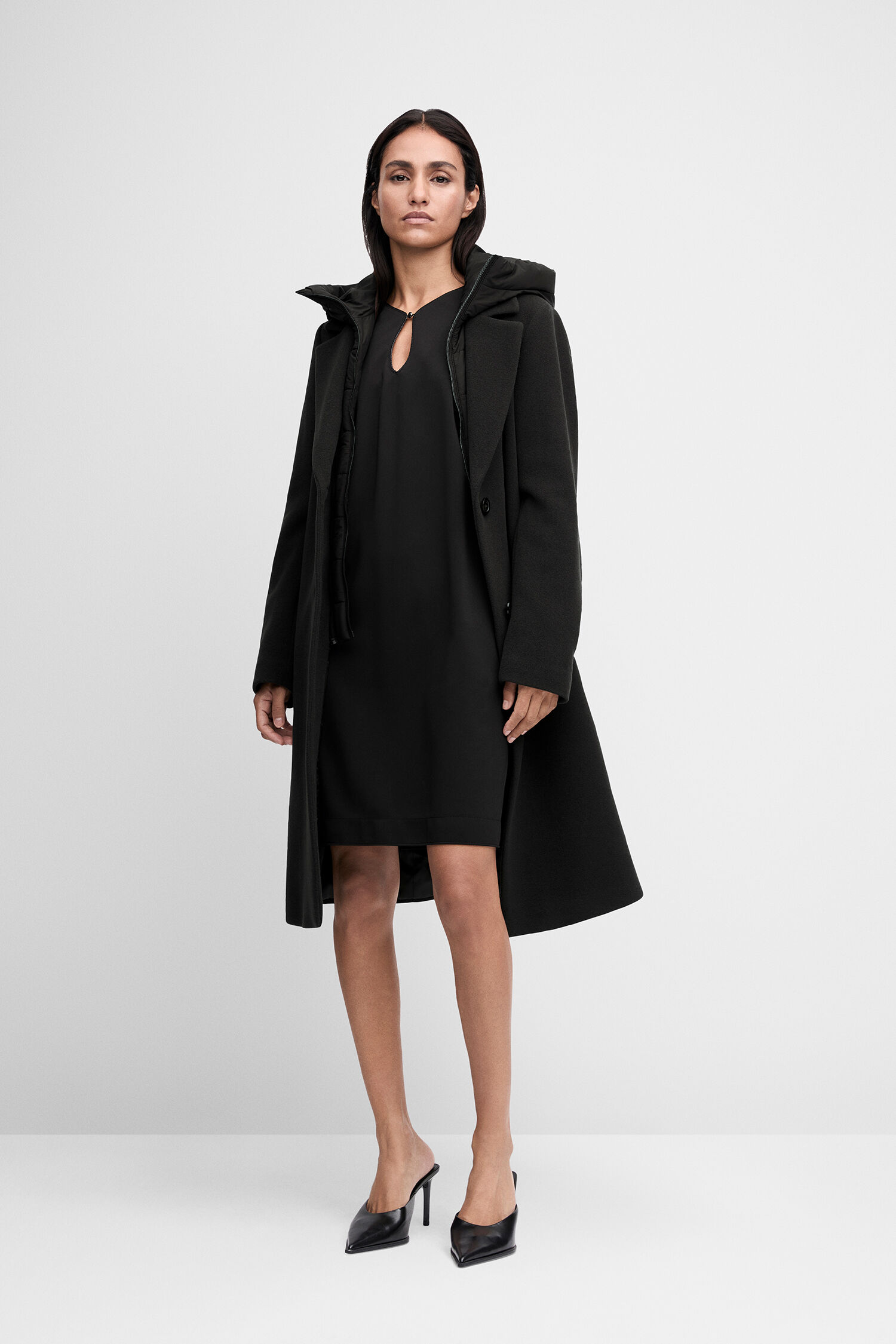 Mantel, Damenmantel, schwarz, Wolkenkragen, Kleid