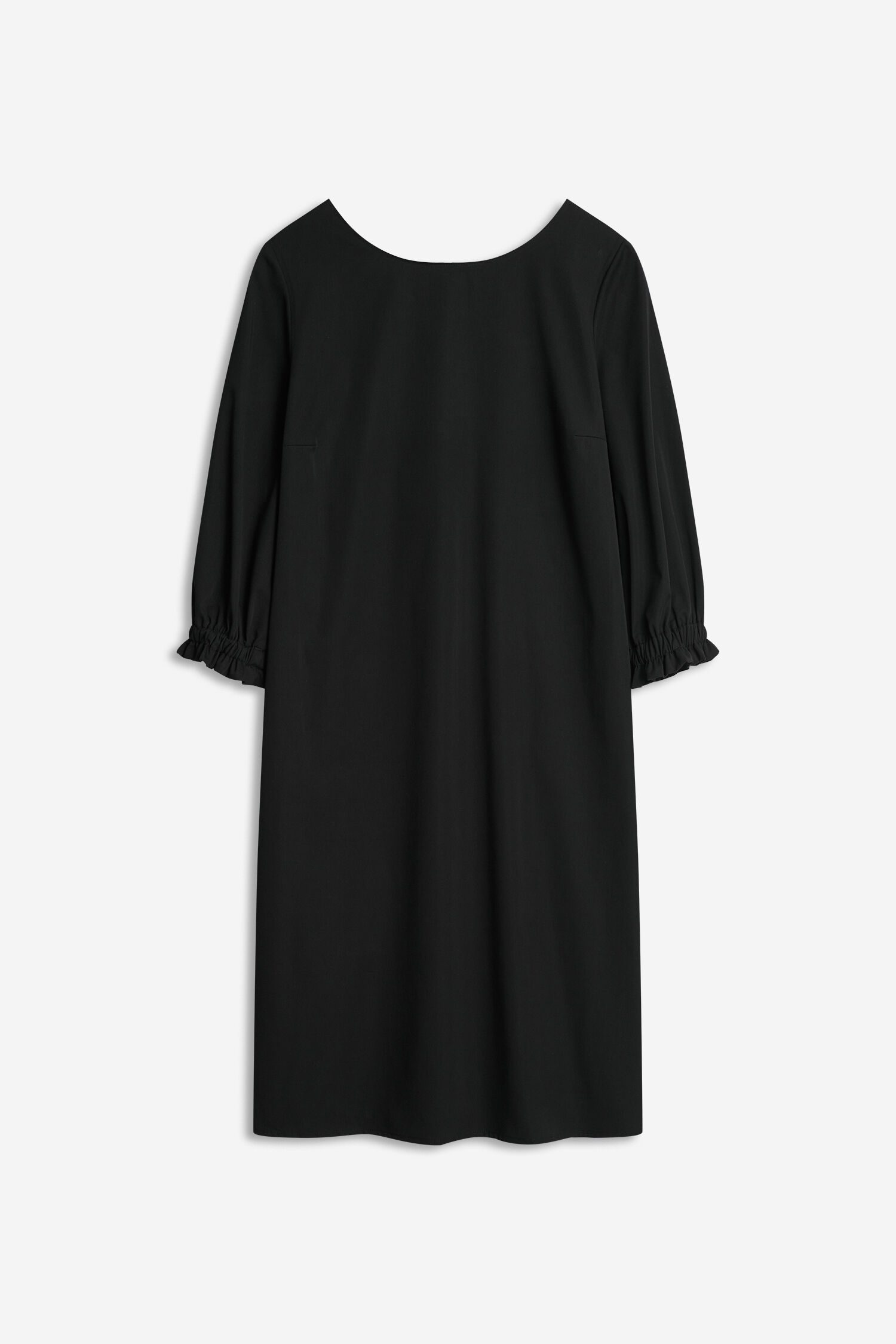 Kleid, Schwarz, Longärmelig, Rundhalsausschnitt, Elastische Ärmelbündchen