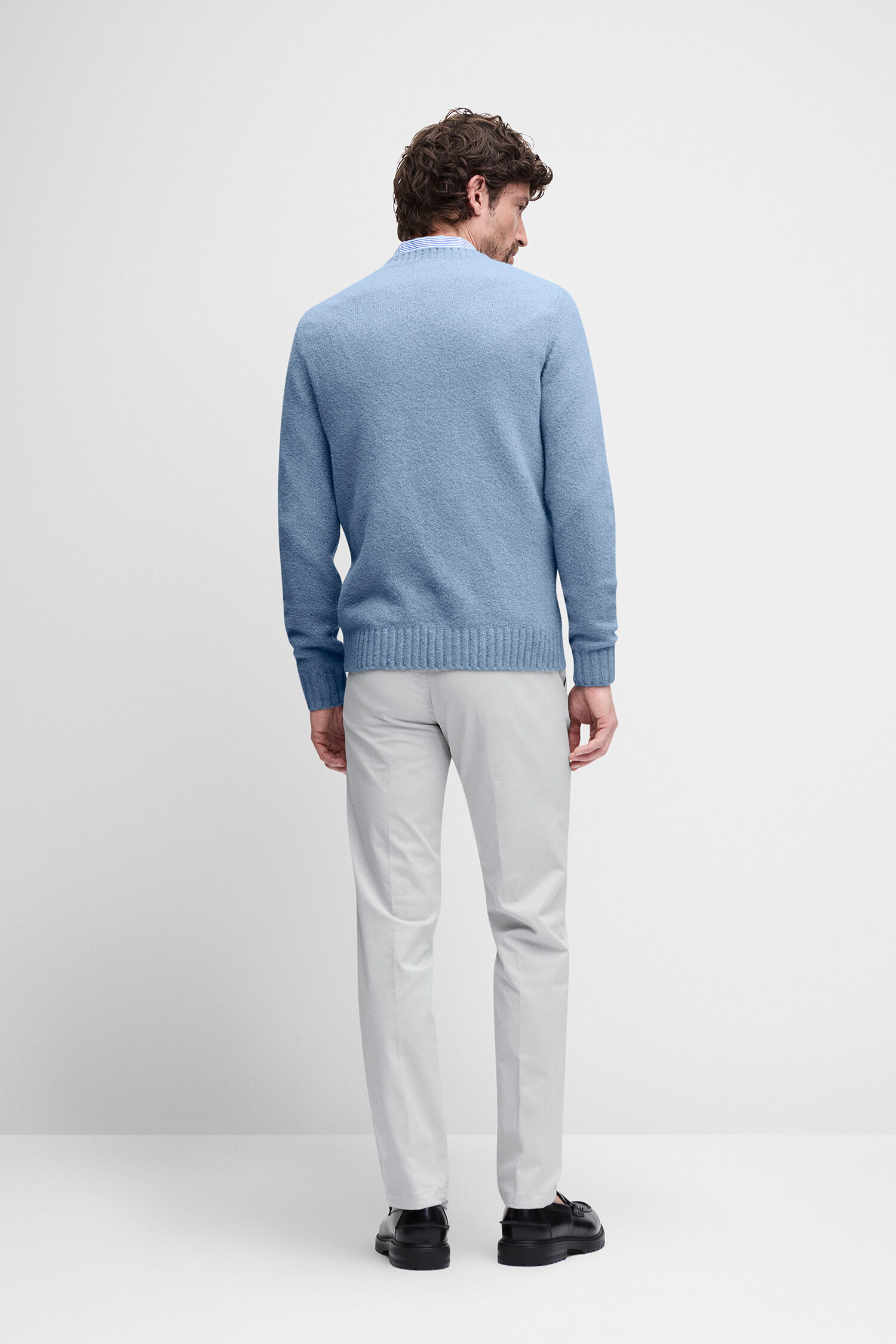 Pullover, V-Ausschnitt, Strickpullover, Baumwollpullover, Hellblau