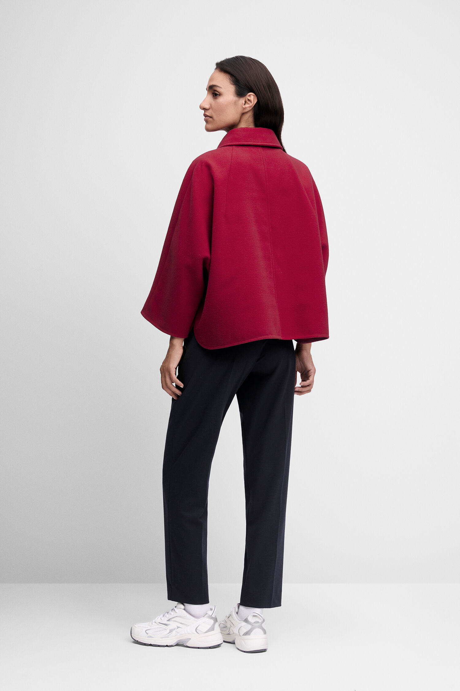 rot mantle, cape, winterjacke, oversized, kein muster
