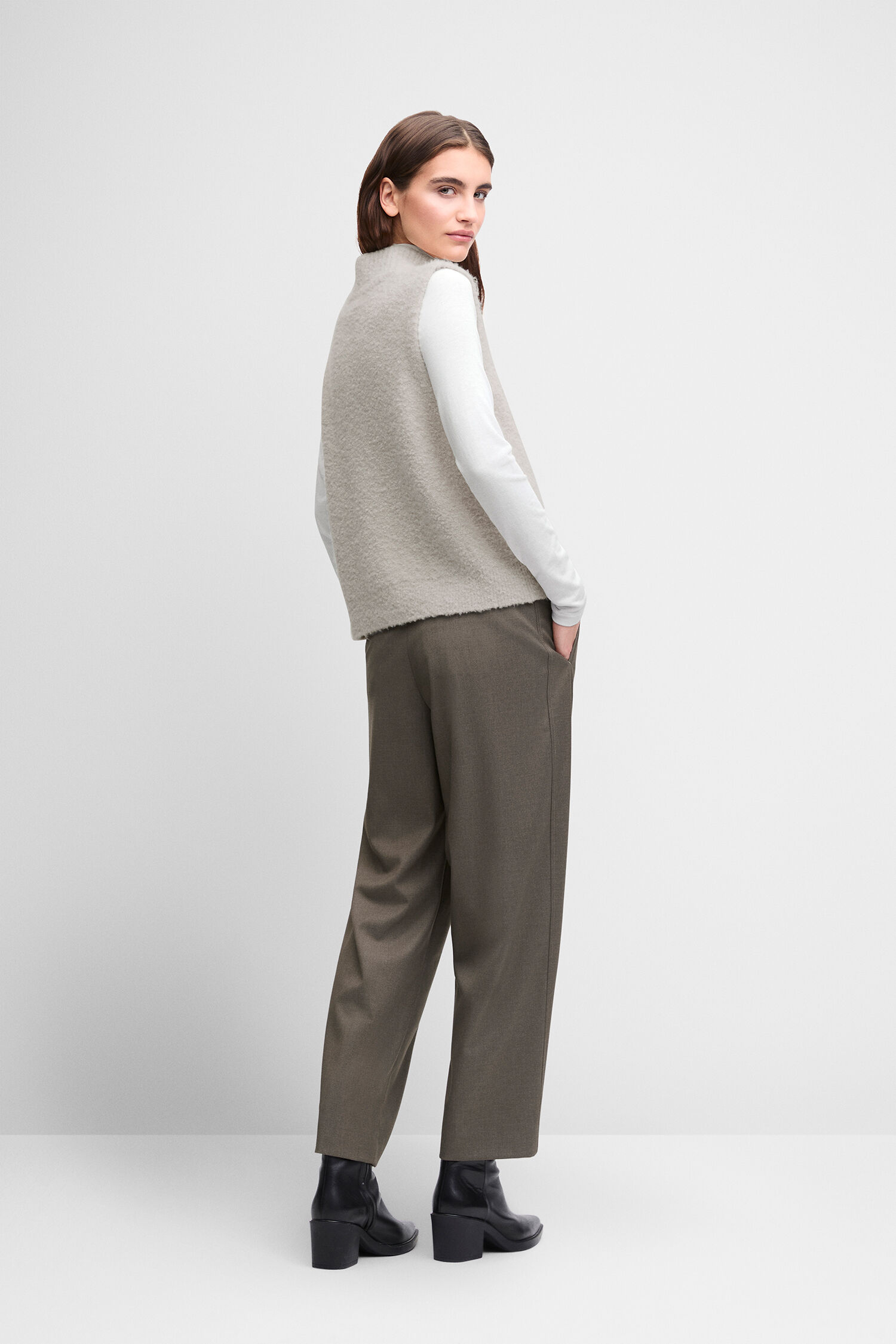 Weste, Wollweste, Samt/Weich, Hose, Stiefeletten
