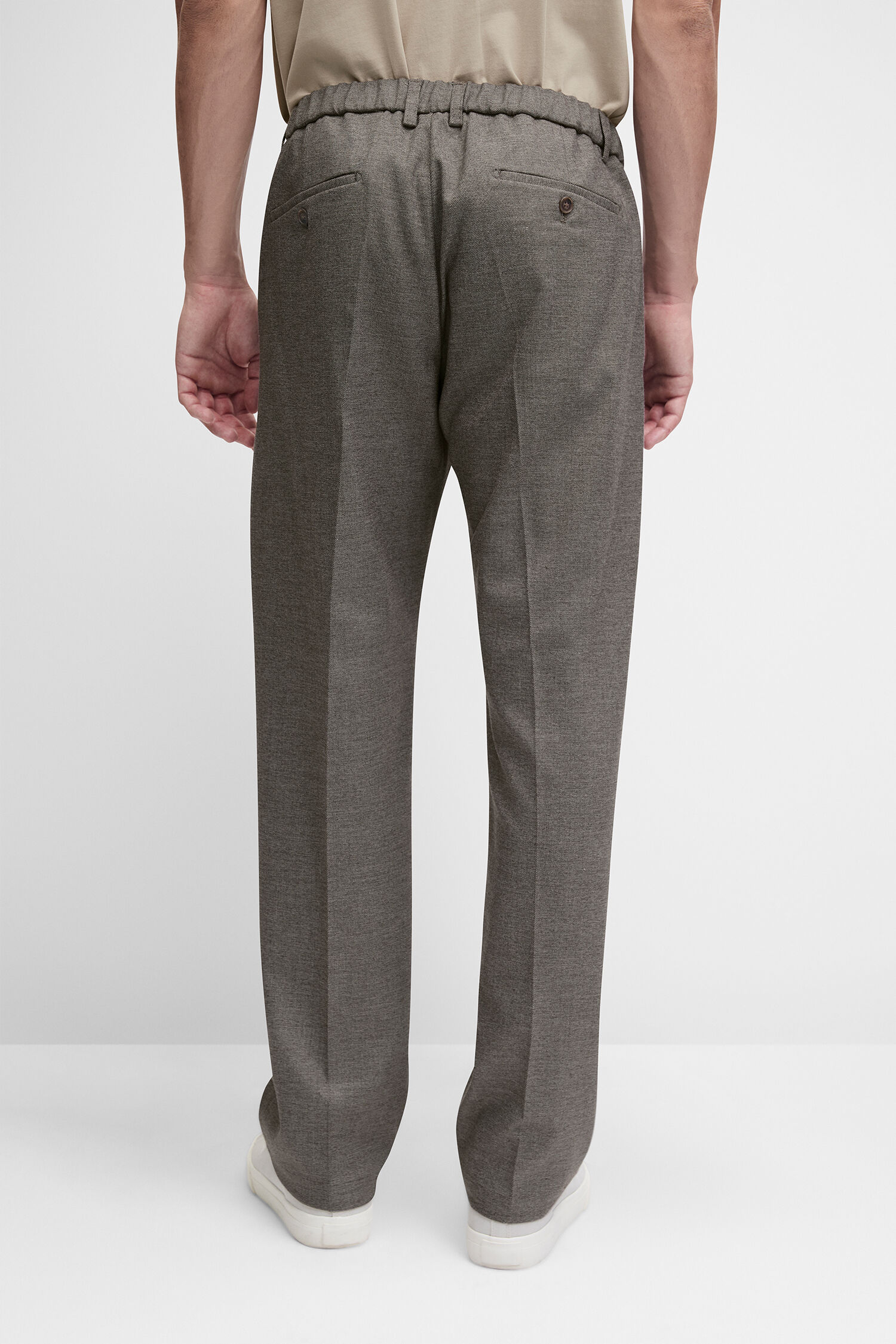 Hose, Knit-Bund, Grau, Paspeltaschen, Glattfront
