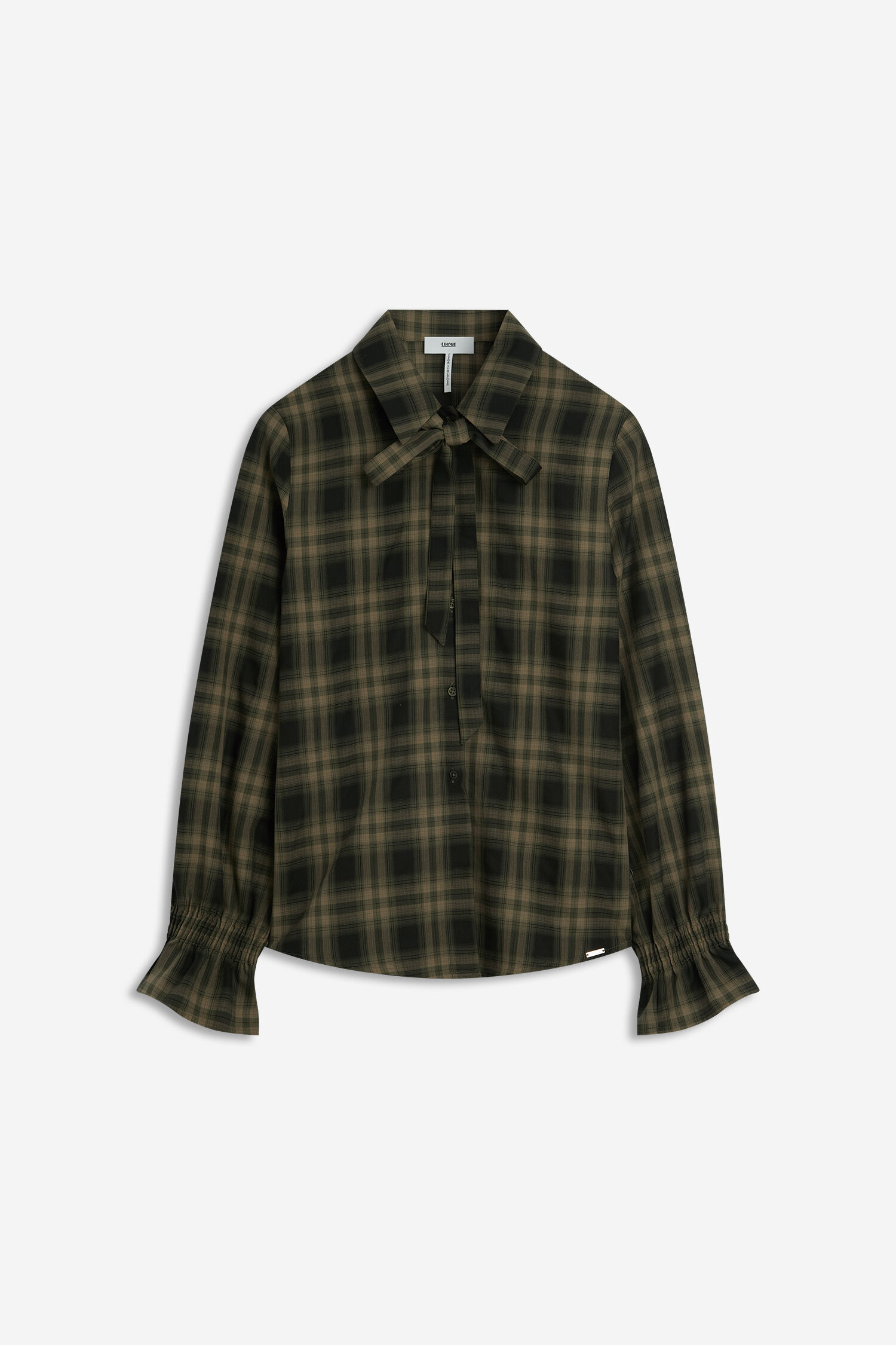 Hemd, Plaid, Langarm, Schwarz, Grün