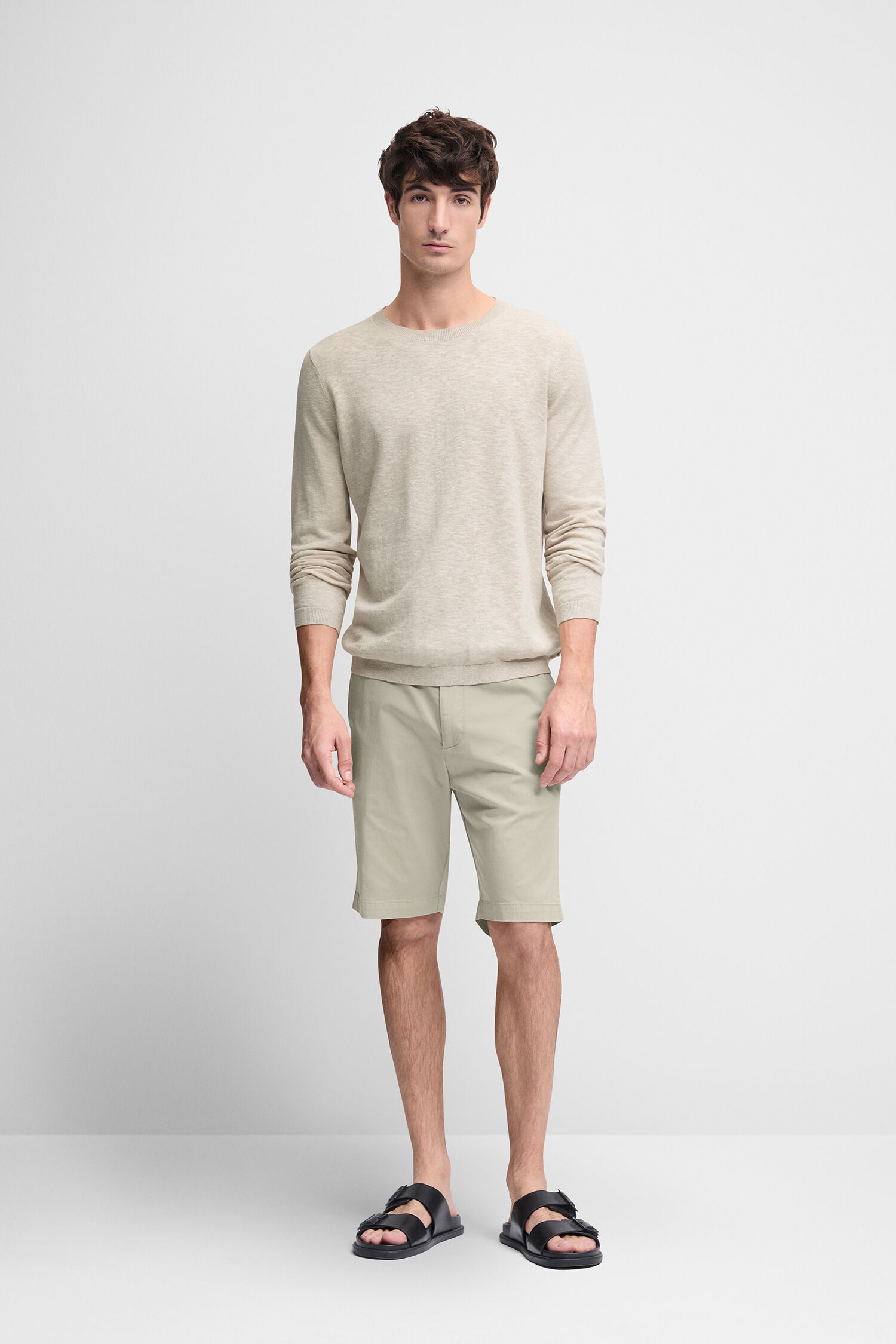 Kurze Hose, Sandale, Langarm, Person, Leinen