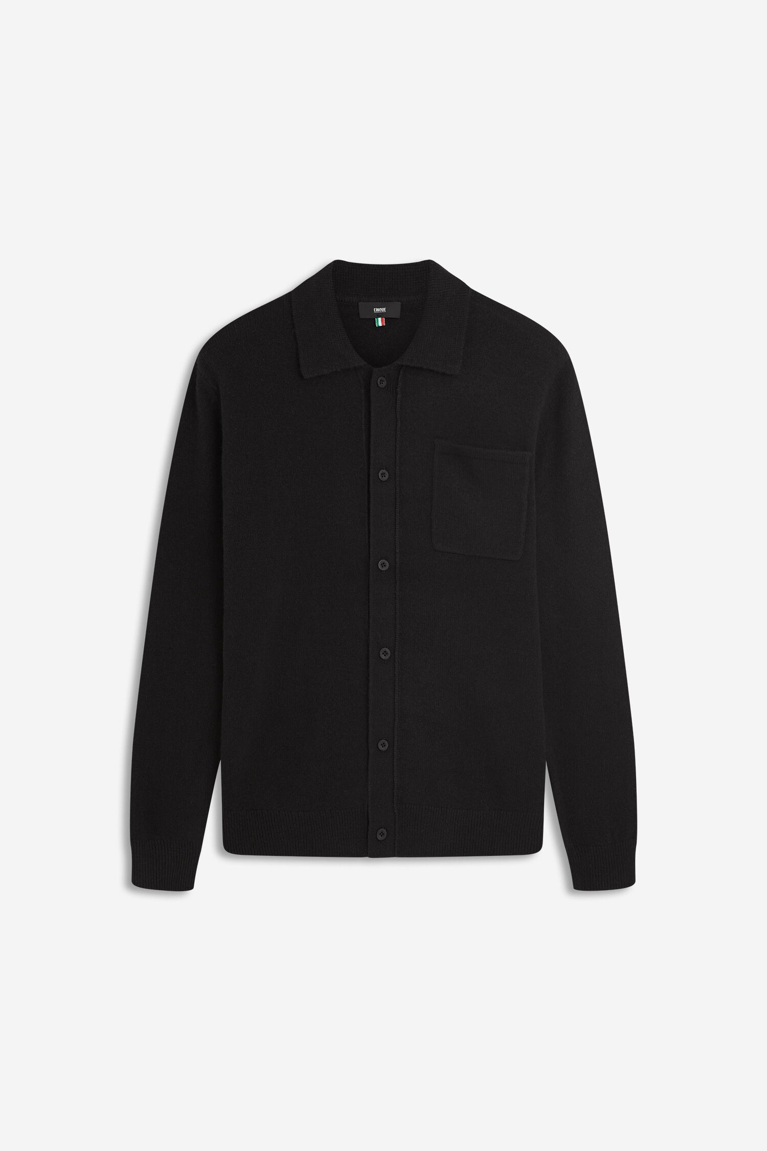 cardigan, knit, schwarz, Knopfleiste, Brusttasche