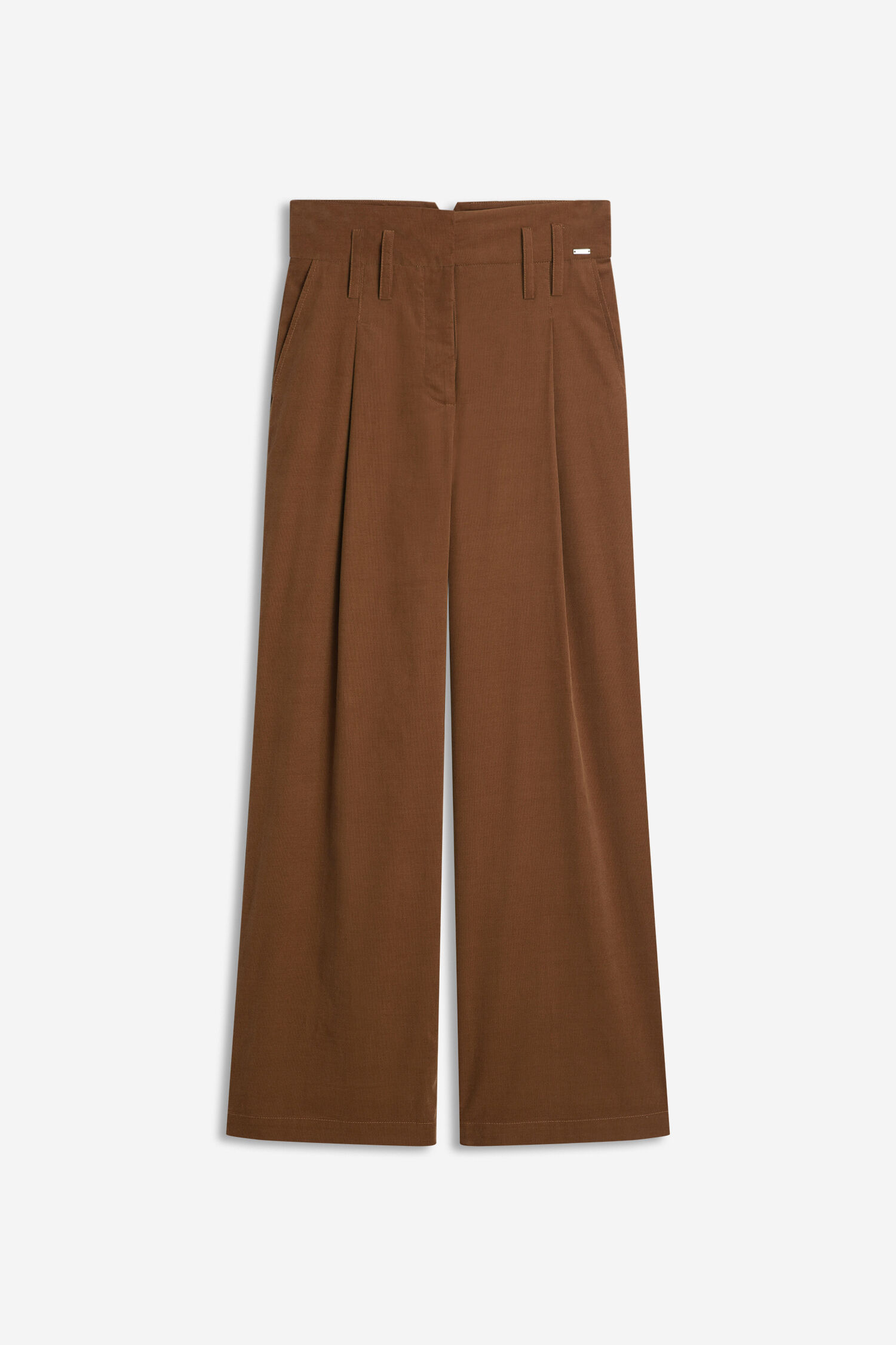 hose, Corduroy, braun, weite, hohe taille