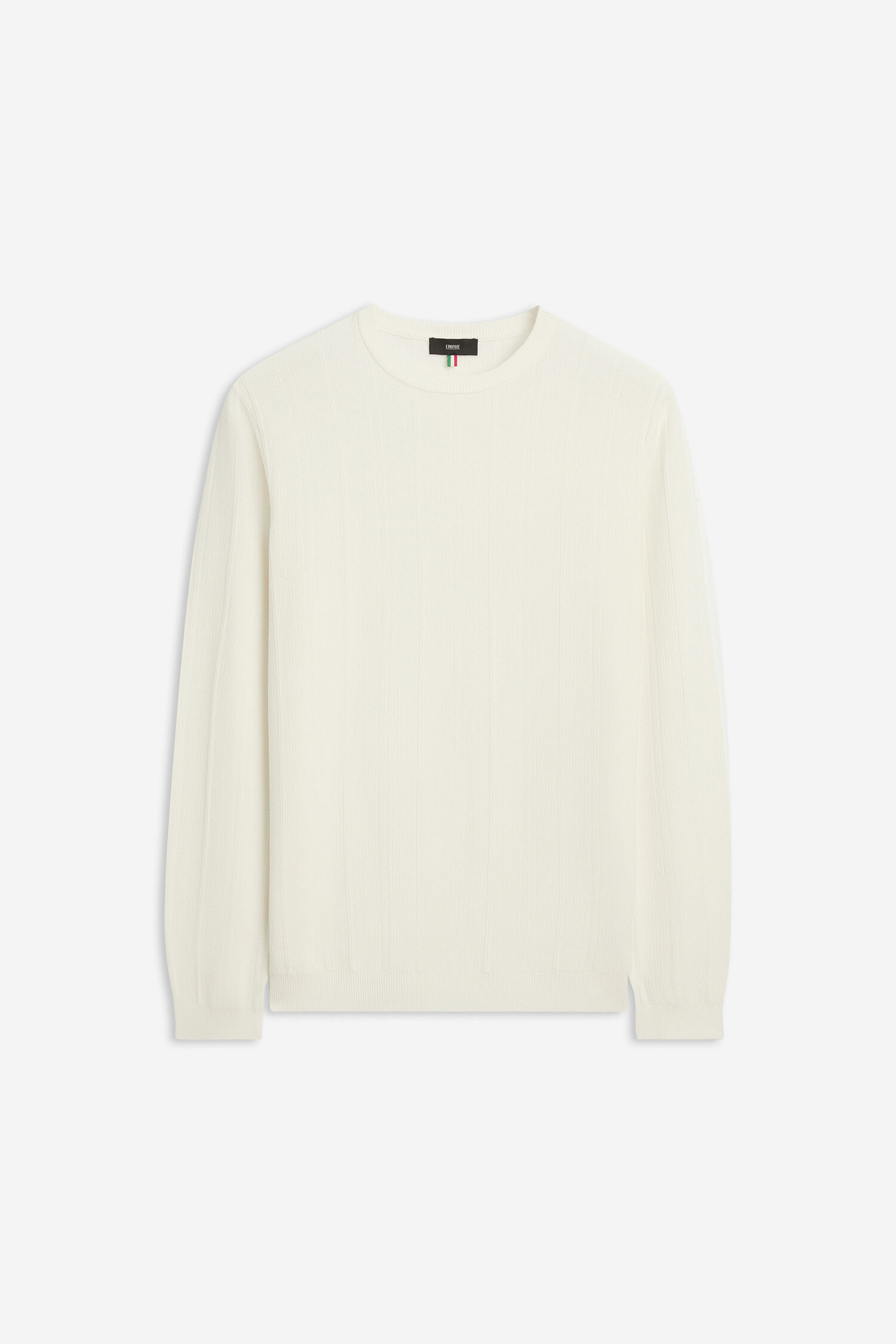 Pullover, Rundhals, Strick, Creme, Langarm