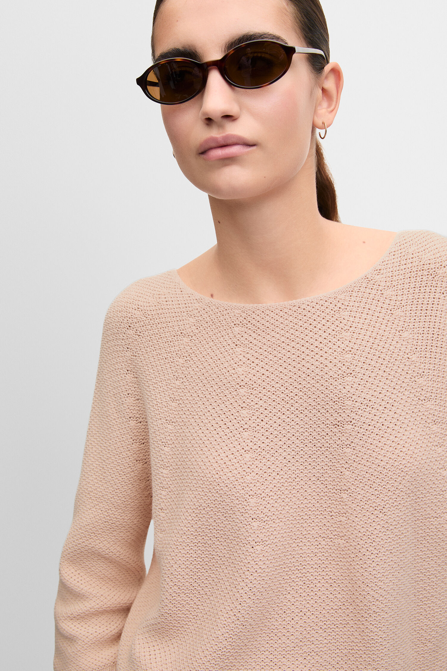 nude Sweater, knit top, long-sleeve, light pink, loose fit