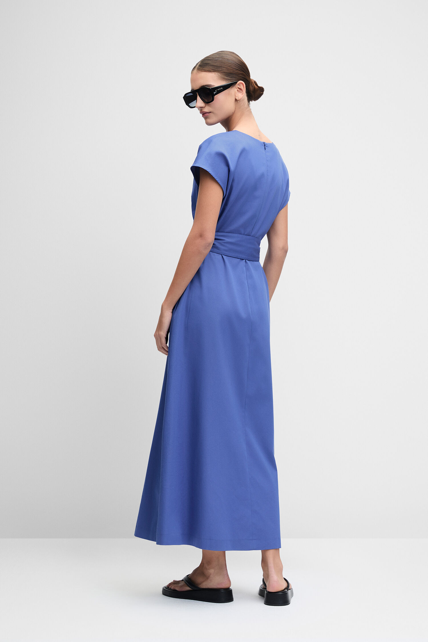 Kleid, Midikleid, Lila, Short-Sleeve, Gürtel