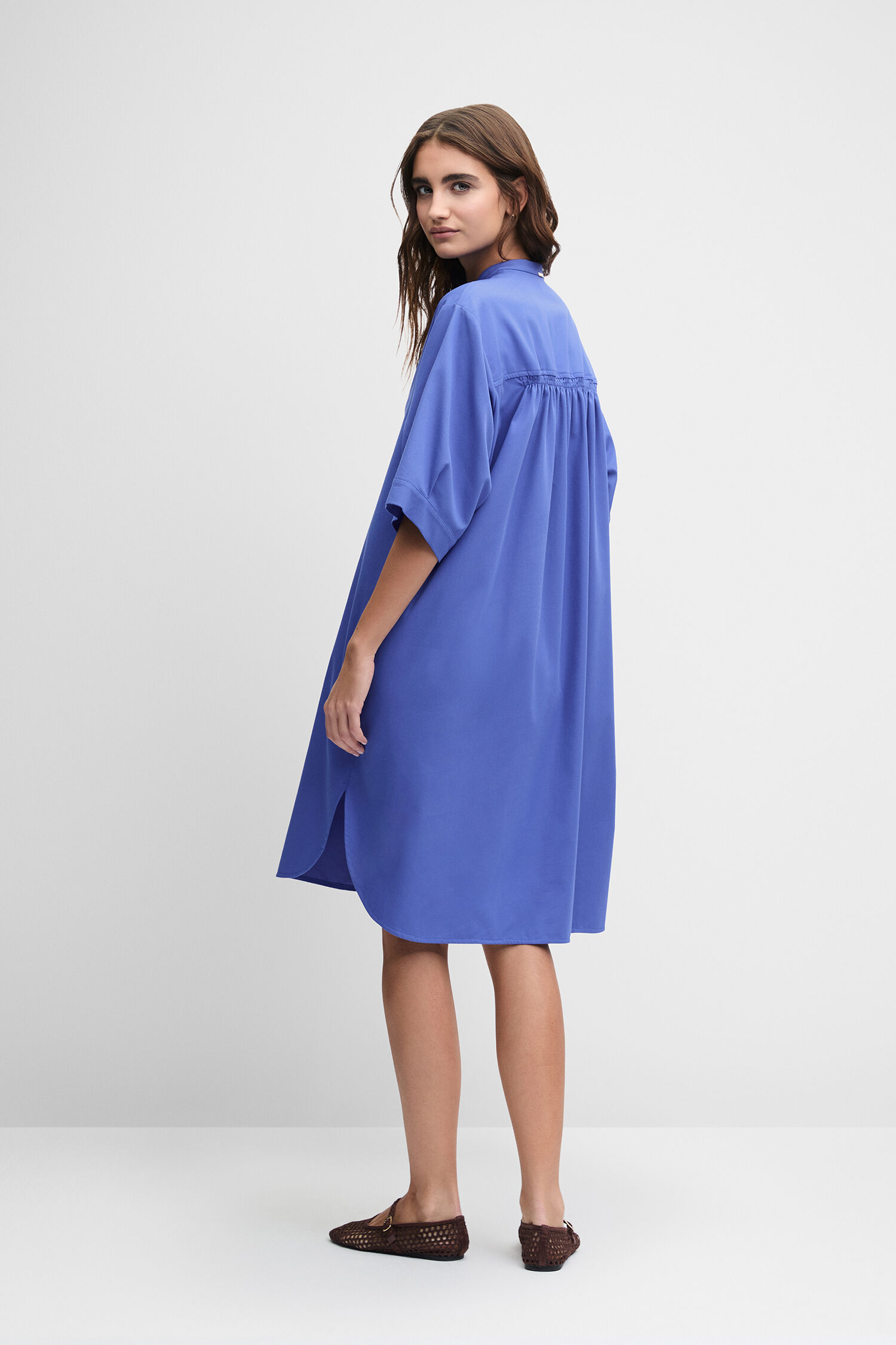 Kleid, Oversized, Kurzarm, Knopfreihe, Unifarben