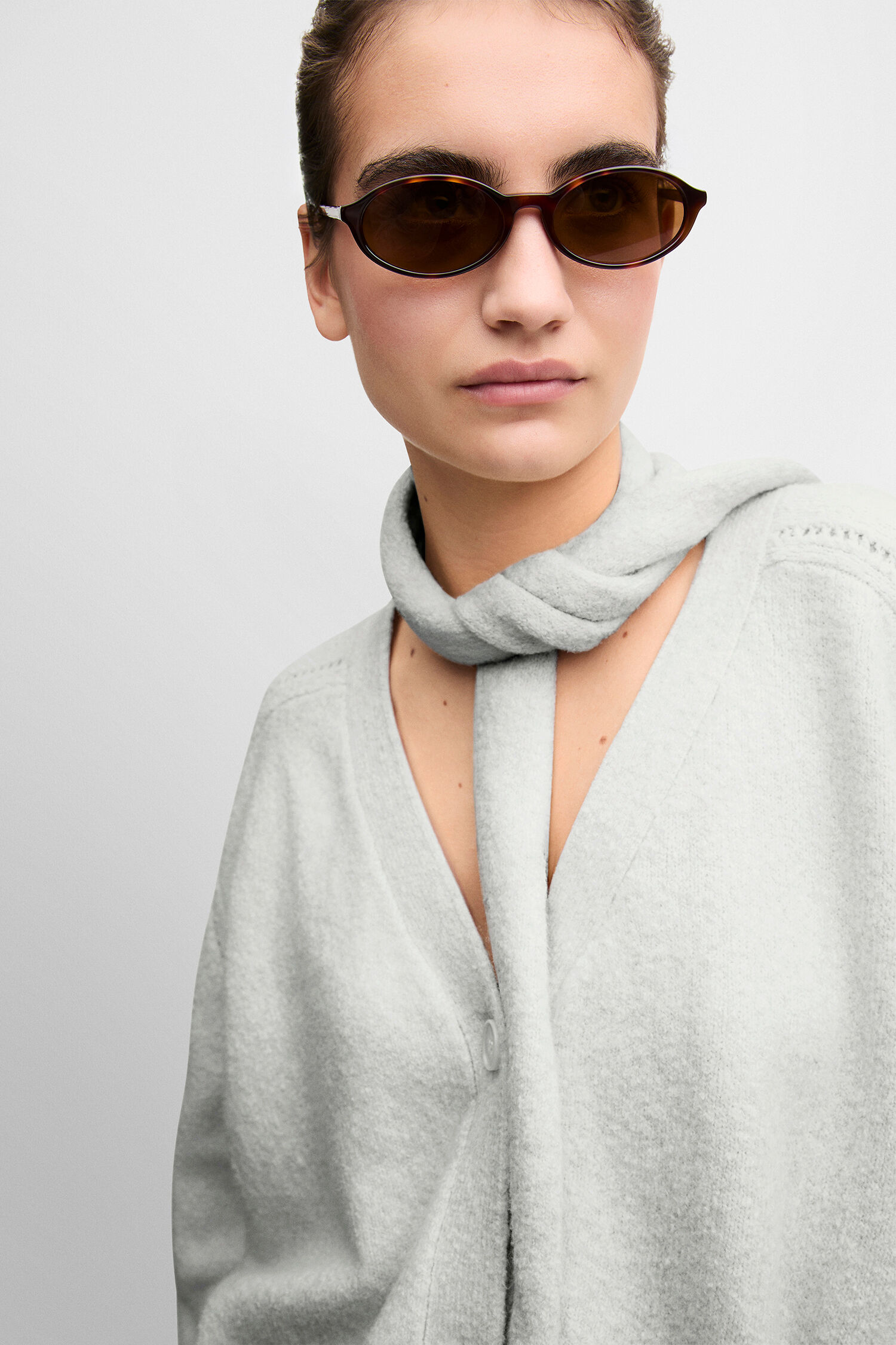 Cardigan, Strickjacke, Grau, Oversized, Schaloptik-Strick