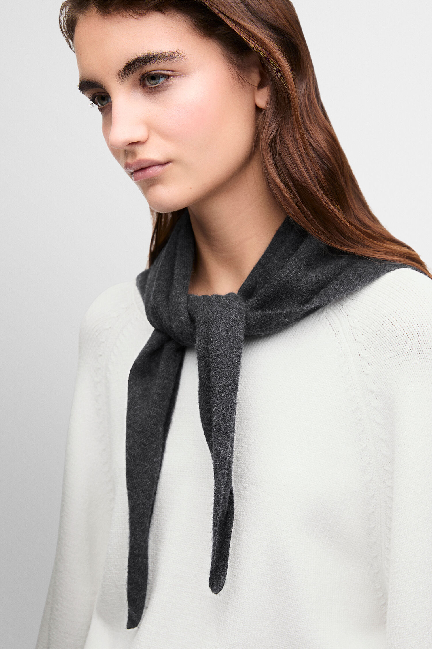 scarf, knit, gray, necktie, women