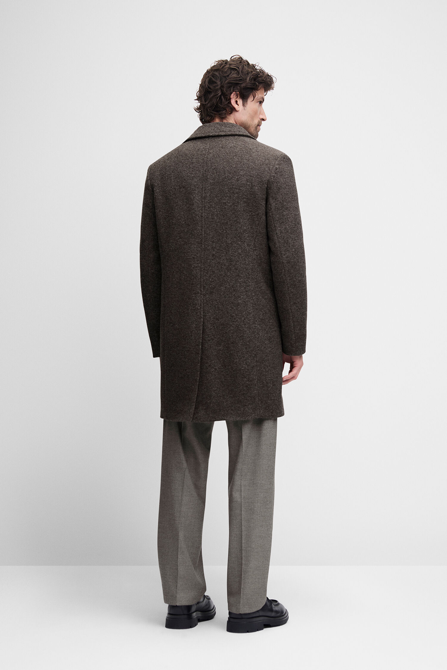 Mantel, Wolle, langgeschnitten, braun, Overcoat