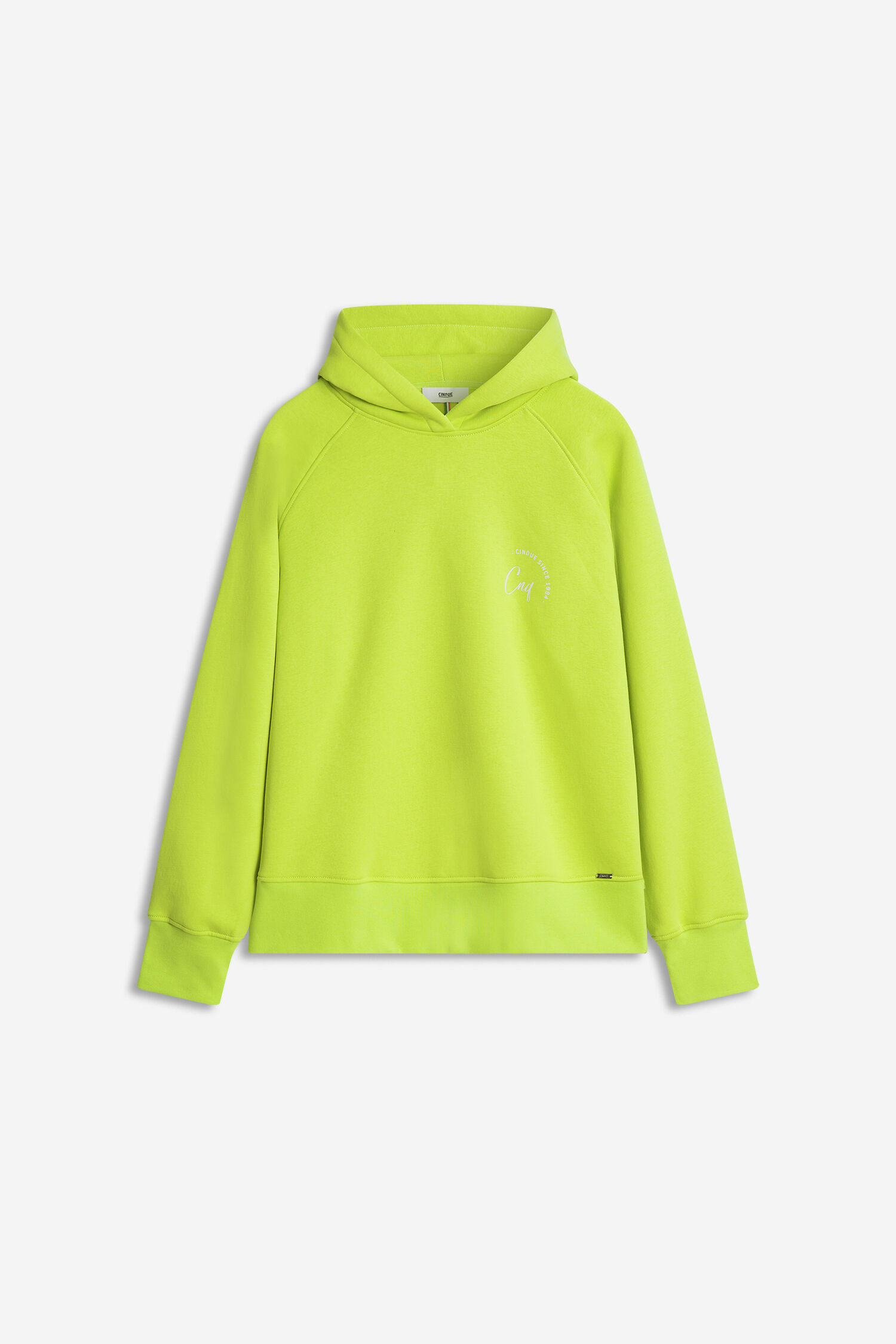 hoodie, neon yellow, long sleeves, hooded, logo print