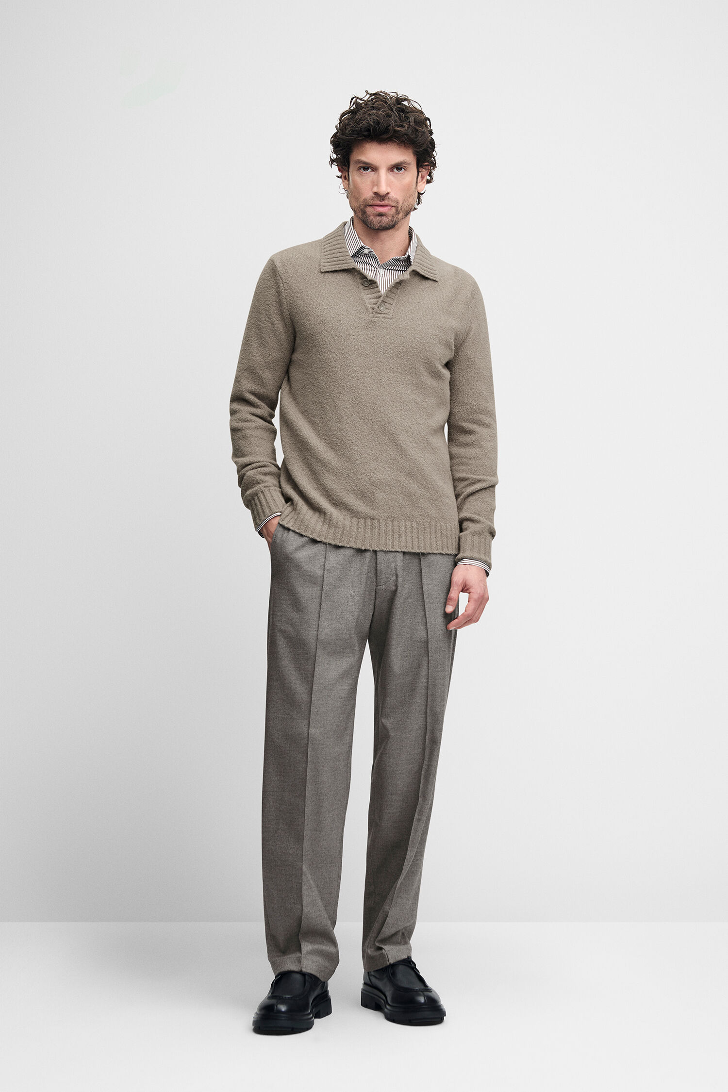 Pullover, Knitwear, V-Ausschnitt, Beige, Langarm