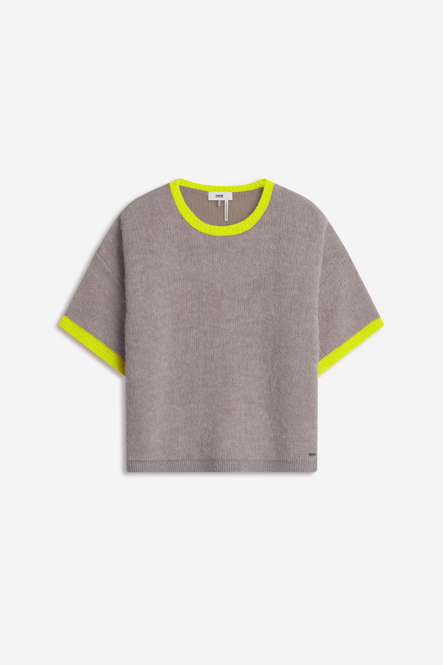 grau, Tunika, weiches Material, neon grün Akzent, kurzarm