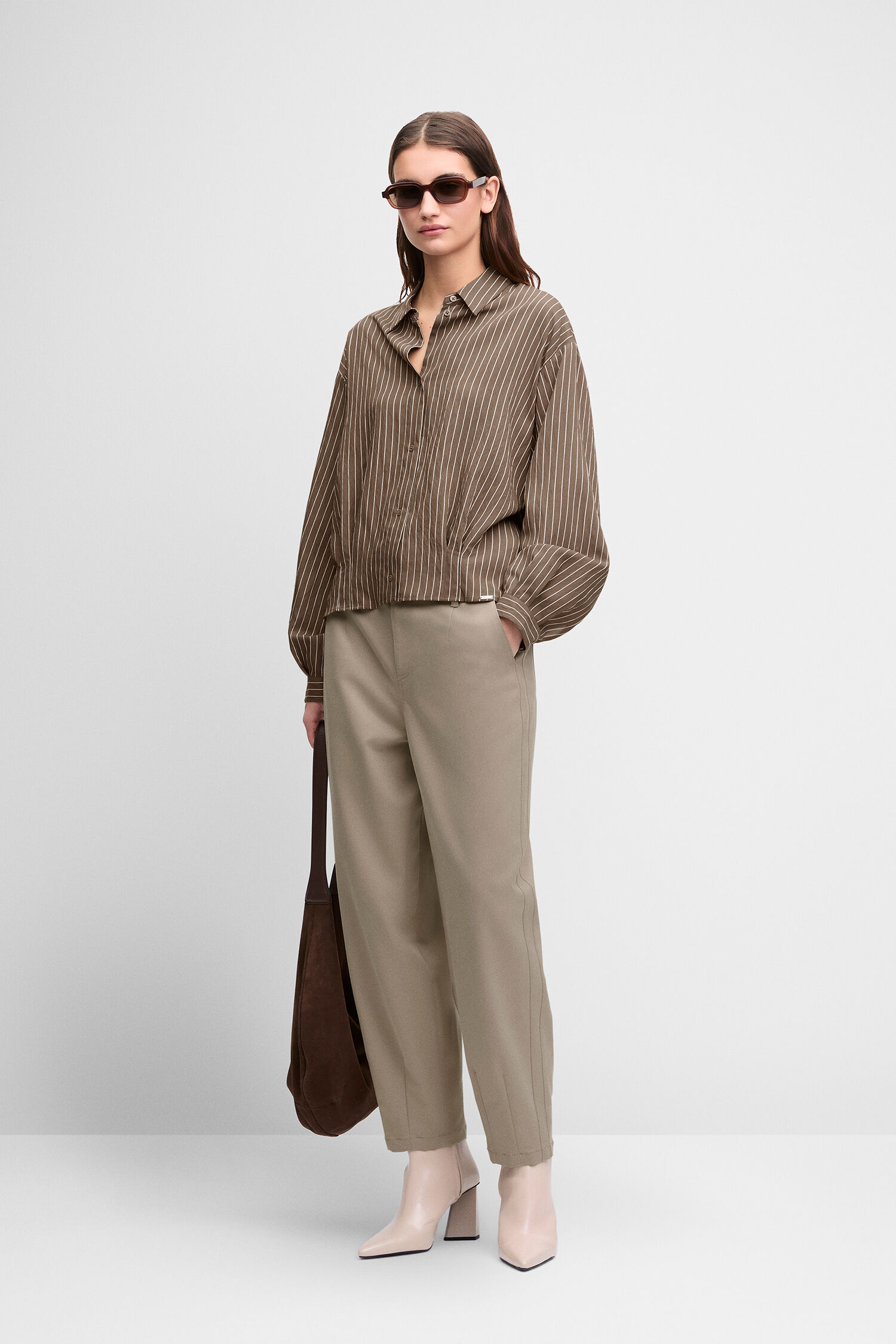 Bluse, Streifen, Langarm, Hose, Sonnenbrille