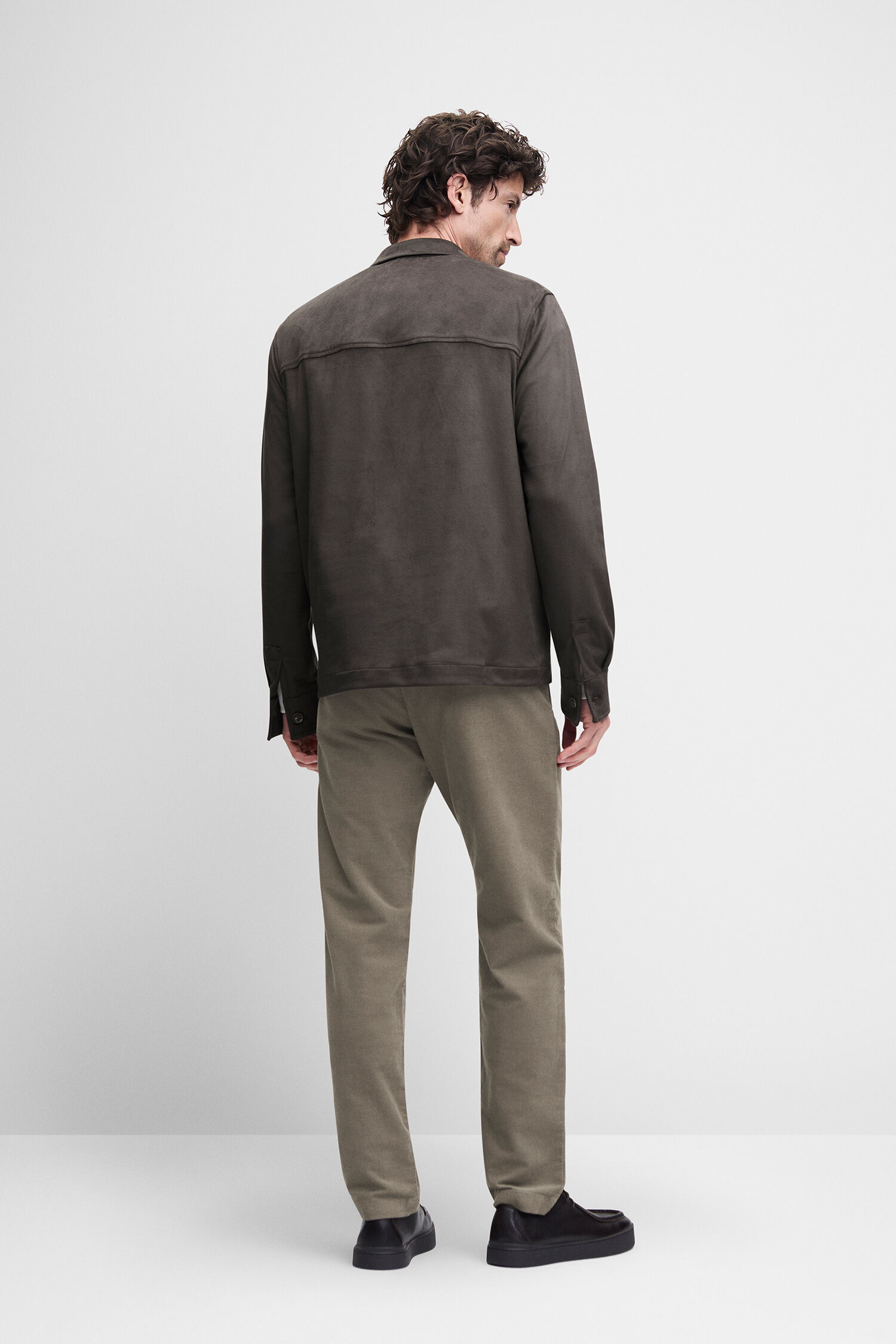 jacke, lederlook, dunkel, langarm, hemdenstil