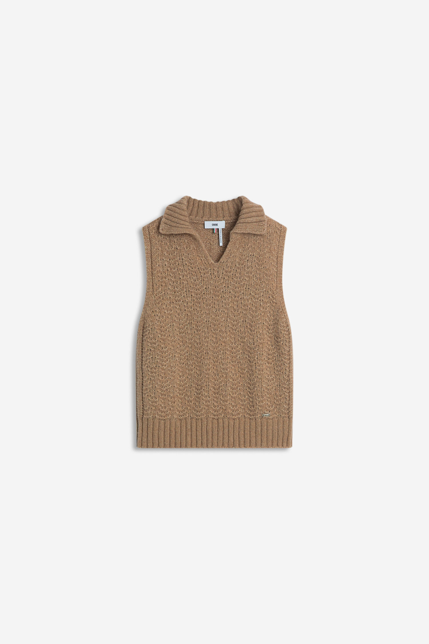Weste, Strickweste, Kragenweste, Camel, Garnmuster