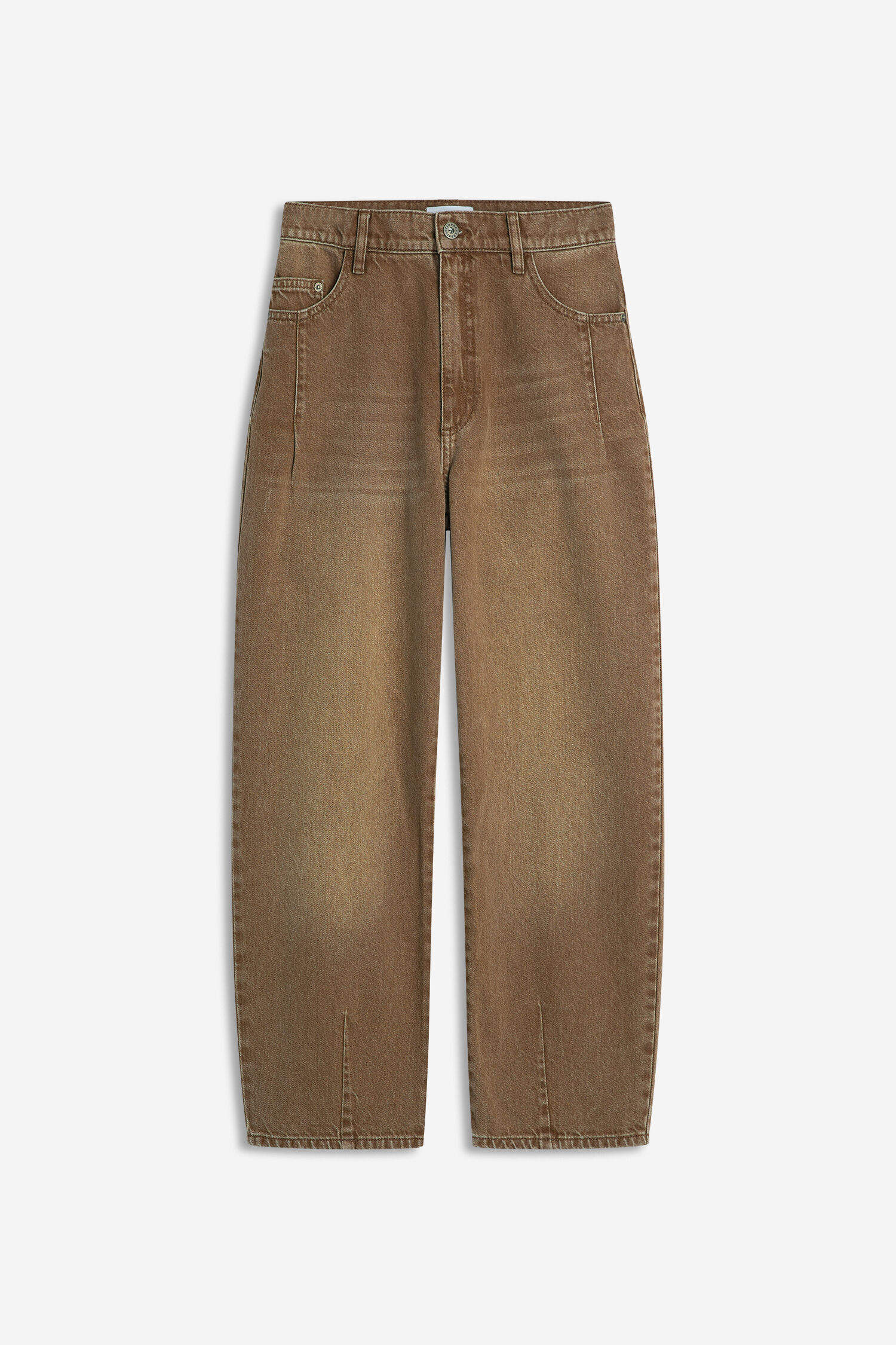 Hose, Jeans, Bundfalten, Baumwolle, Braun