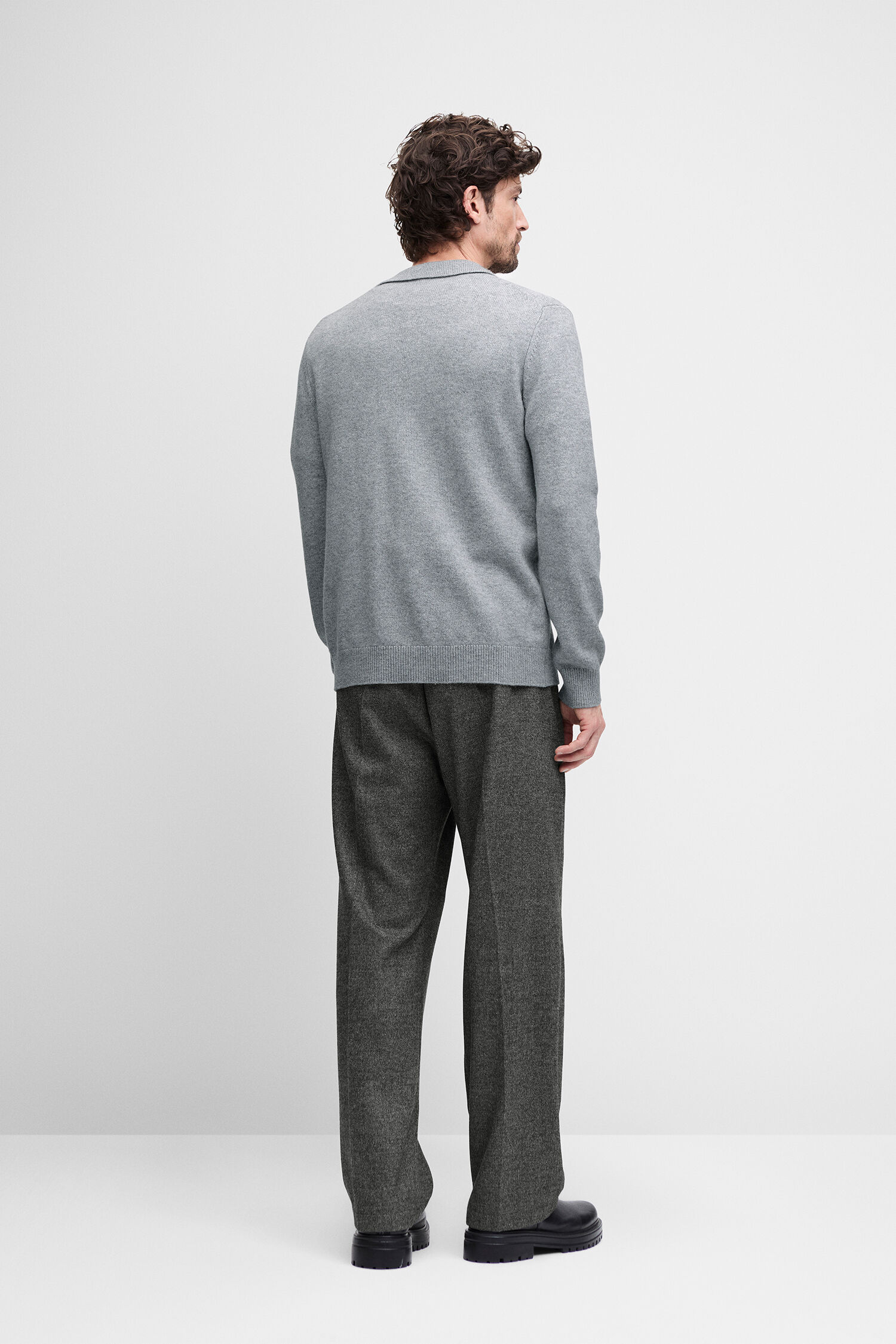 grau, cardigan, Pullover, langehosen, Wollmix
