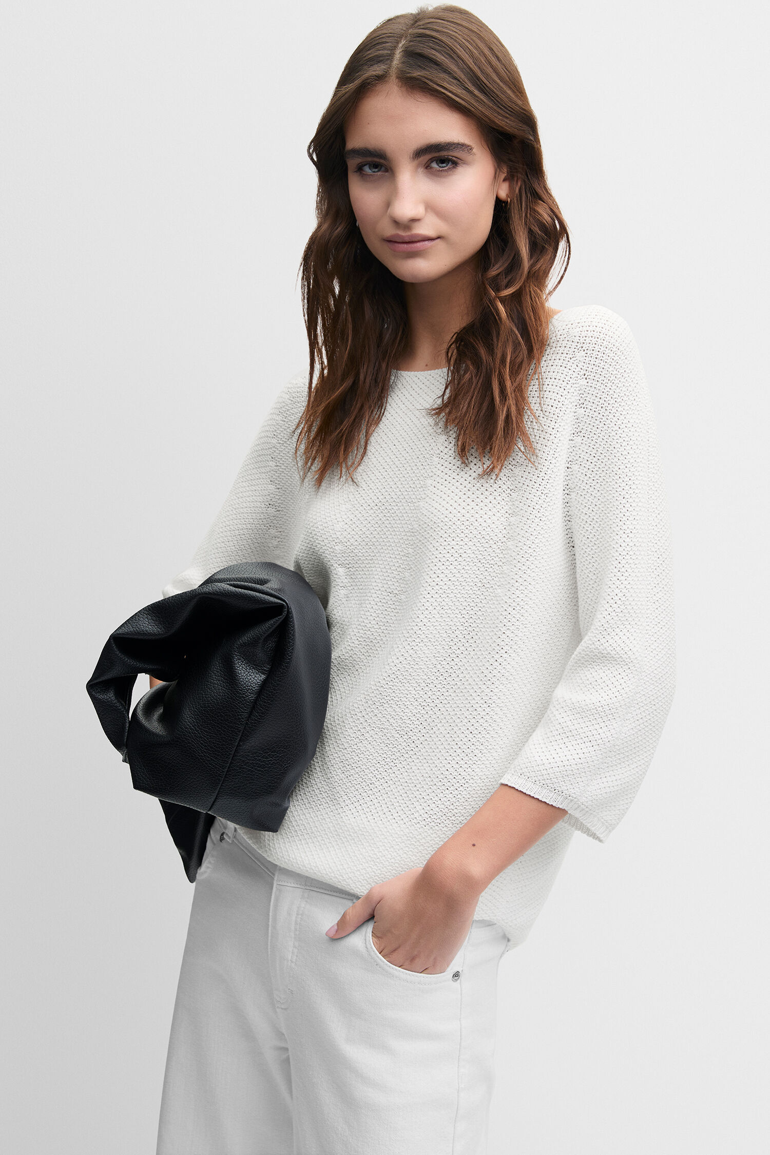 weißePullover, Weiß, Kleidung, Stricktop, Tasche