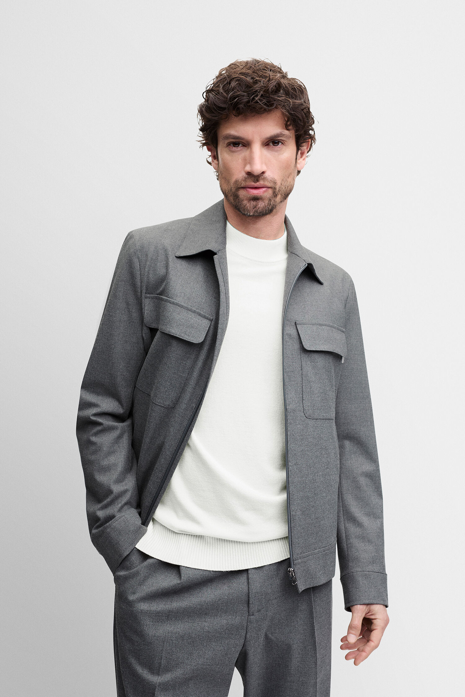 grau jacket, jacke, strickpullover, hosen, mantelartige jacke