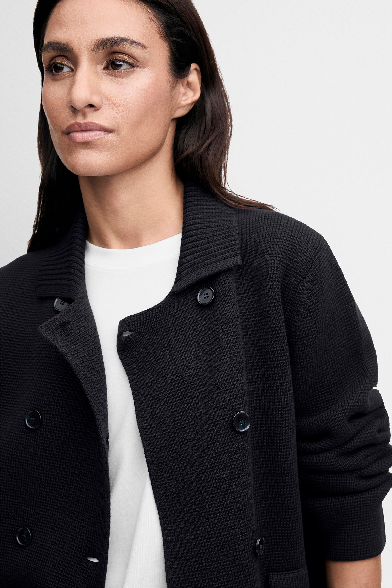 Jacke, Wolljacke, Cardigan, V-Ausschnitt, dunkel