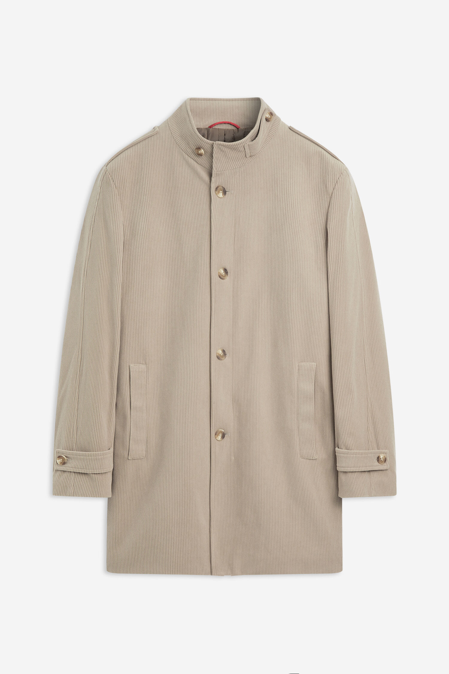 Leinen, Langarm, Mantel, Hemd, Khaki